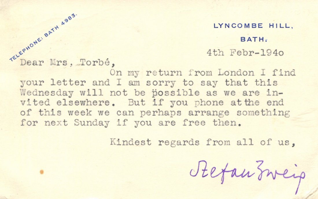 ZWEIG STEFAN: (1881-1942) (1 of 2)