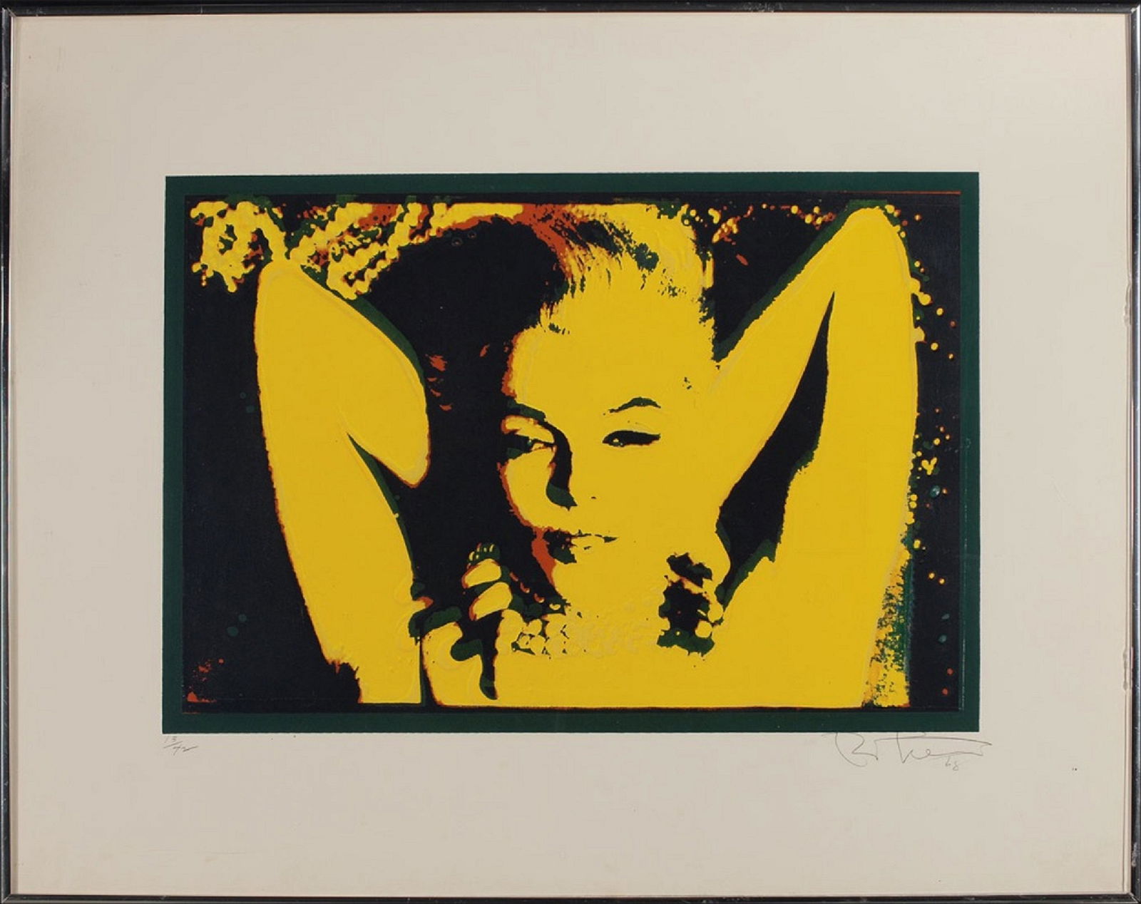 STERN BERT: (1929-2013): STERN BERT: (1929-2013) American Photographer. A fine limited edition signed 28 x 22.5 serigraph by Stern, entitled ''Yellow Marilyn'', the attractive large image showing Marilyn Monroe in a head and