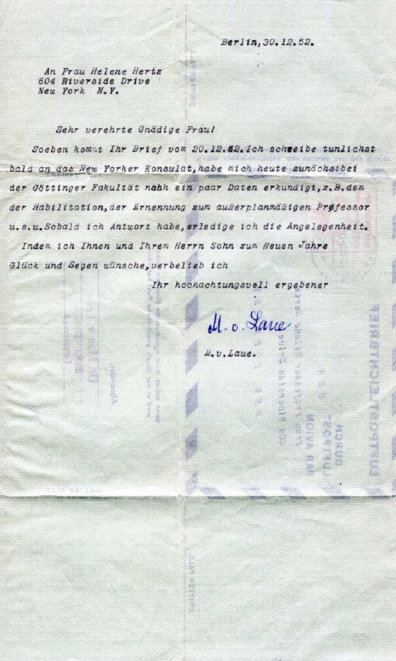 LAUE MAX VON: (1879-1960) (1 of 2)