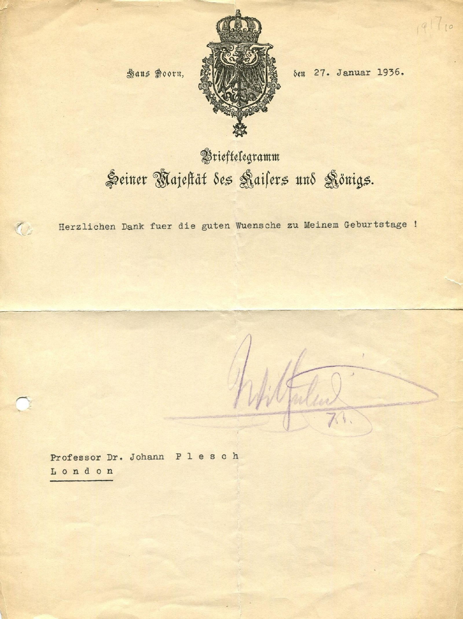 WILHELM II: (1859-1941) (1 of 1)