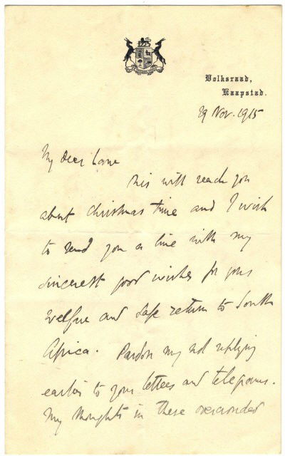 SMUTS JAN C.: (1870-1950) South African Prime Mini: SMUTS JAN C.: (1870-1950) South African Prime Minister 1919-24, 1939-48. Smuts served in the field during the Boer War and later as a British Field Marshal during World War II. A good A.L.S., J C Smut