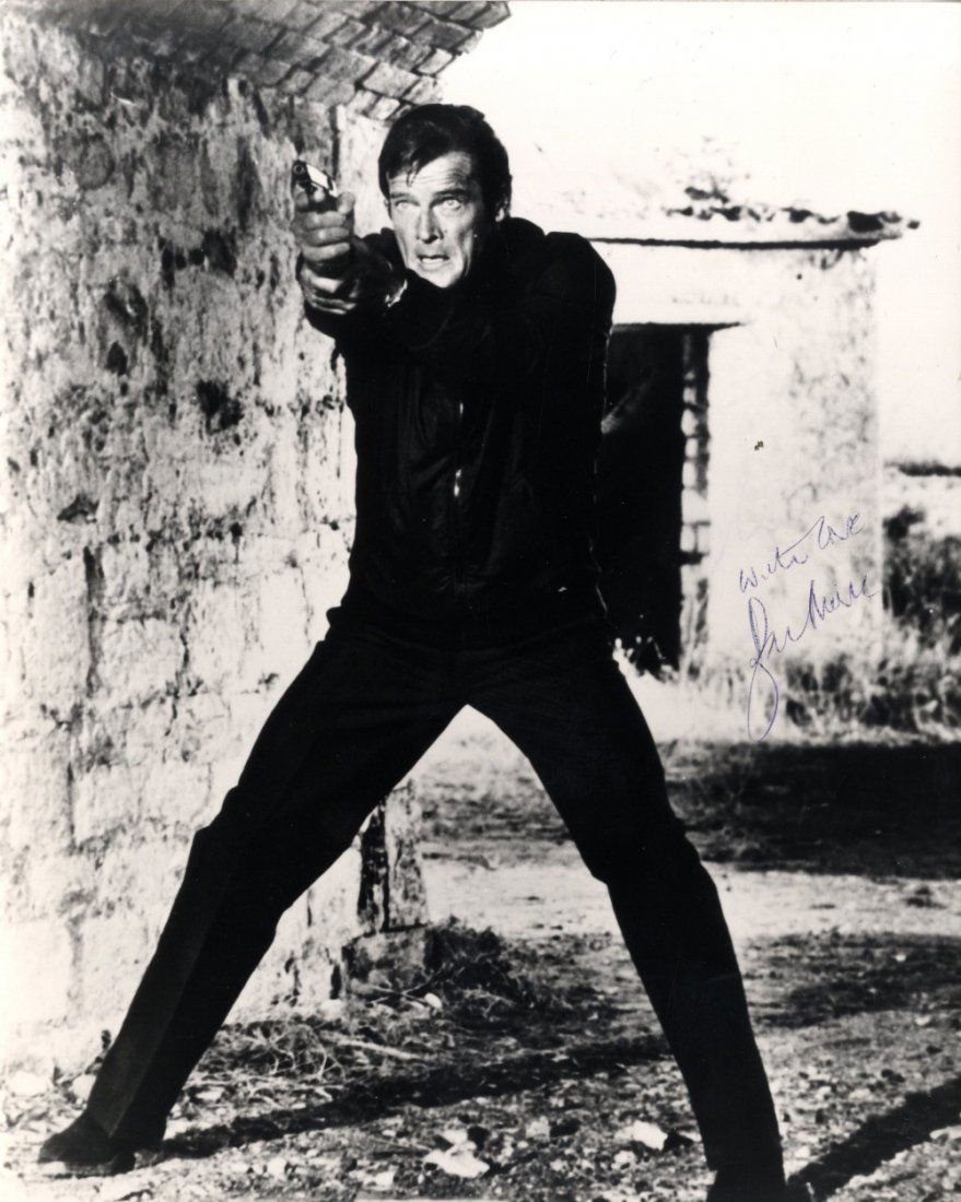 JAMES BOND: Selection of signed cards, signed 8 x: JAMES BOND: Selection of signed cards, signed 8 x 10 photographs and smaller etc., by various actors and actresses who have starred in James Bond films including Roger Moore, Charles Gray, Christopher