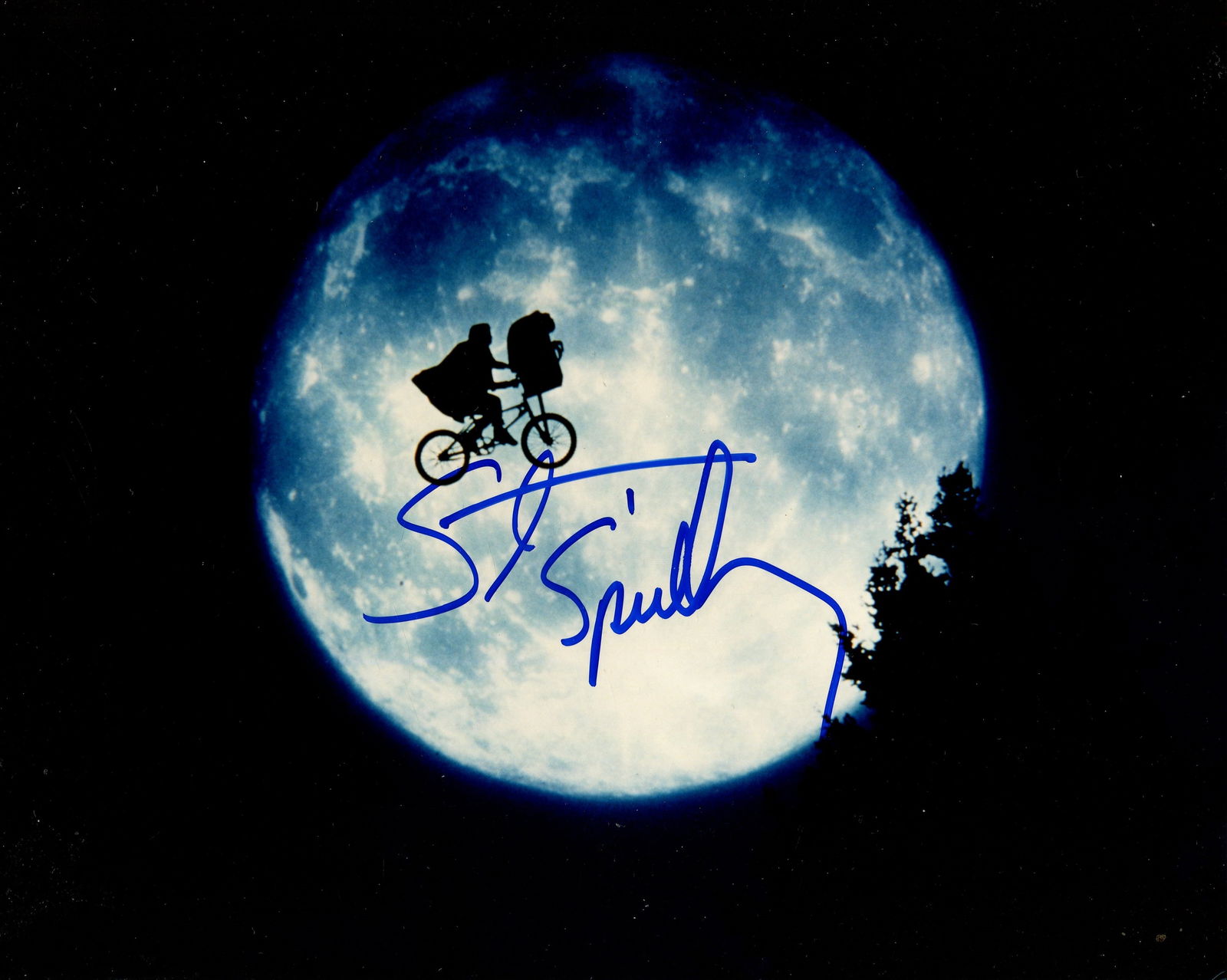 SPIELBERG STEVEN: (1946- ): SPIELBERG STEVEN: (1946- ) American film Director, Academy Award winner. Signed colour 10 x 8 photograph by Spielberg, the iconic image showing Henry Thomas flying with E.T. in his bike, and with the