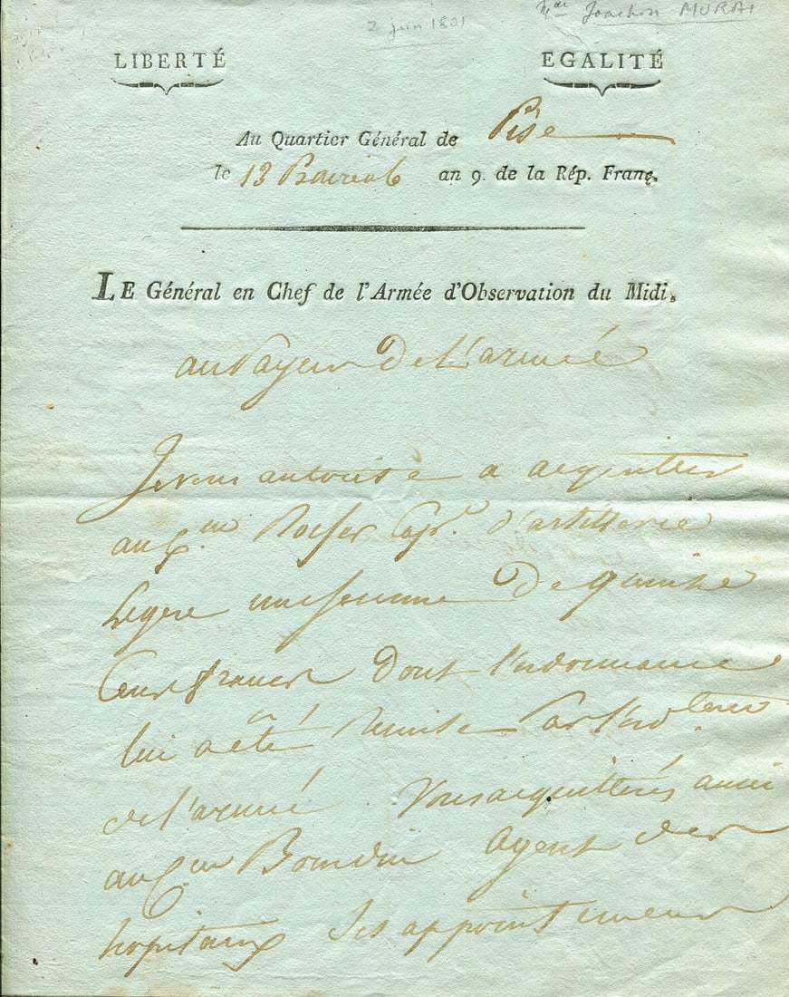 MURAT JOACHIM: (1767-1815) (1 of 2)