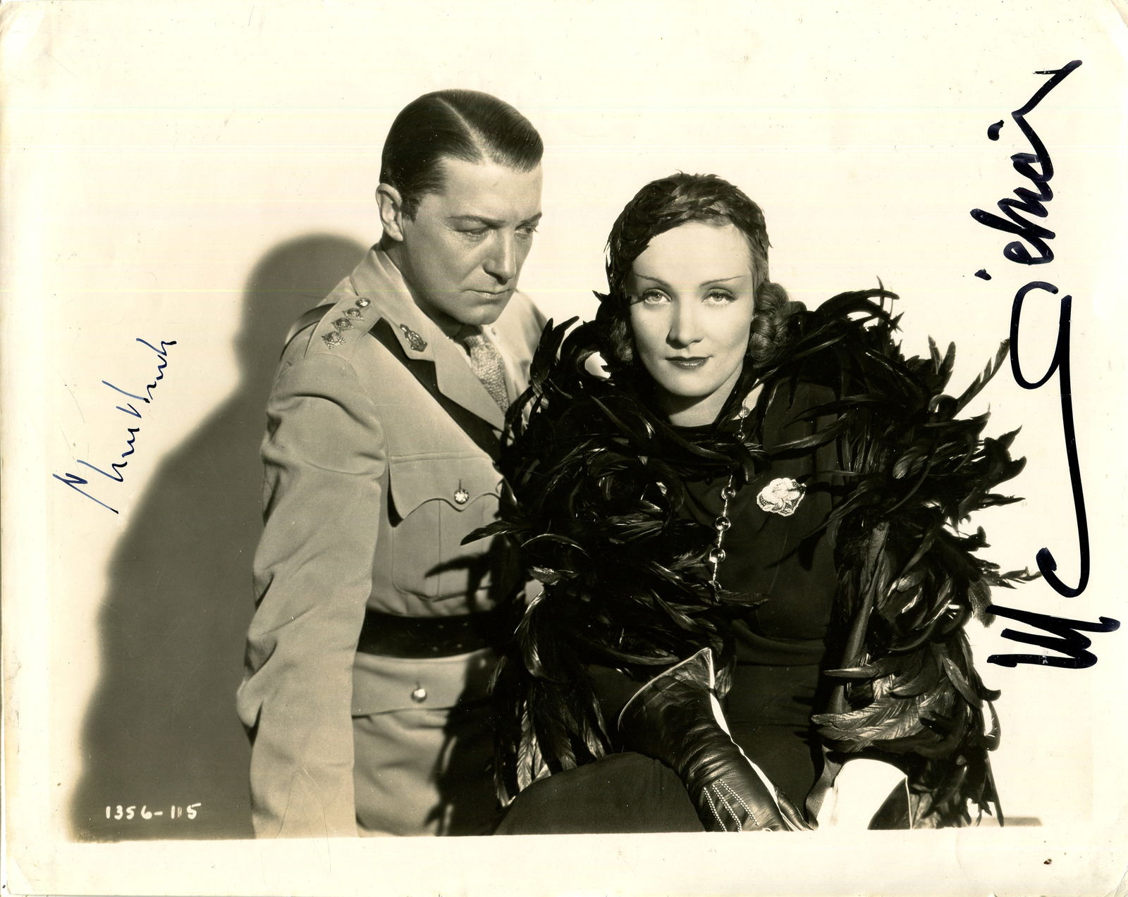 SHANGHAI EXPRESS:: SHANGHAI EXPRESS: A good signed 10 x 8 photograph by both Marlene Dietrich (Shanghai Lily/Madeline) and Clive Brook (Captain Donald ´Doc´ Harvey) individually, the original vintage image depicting