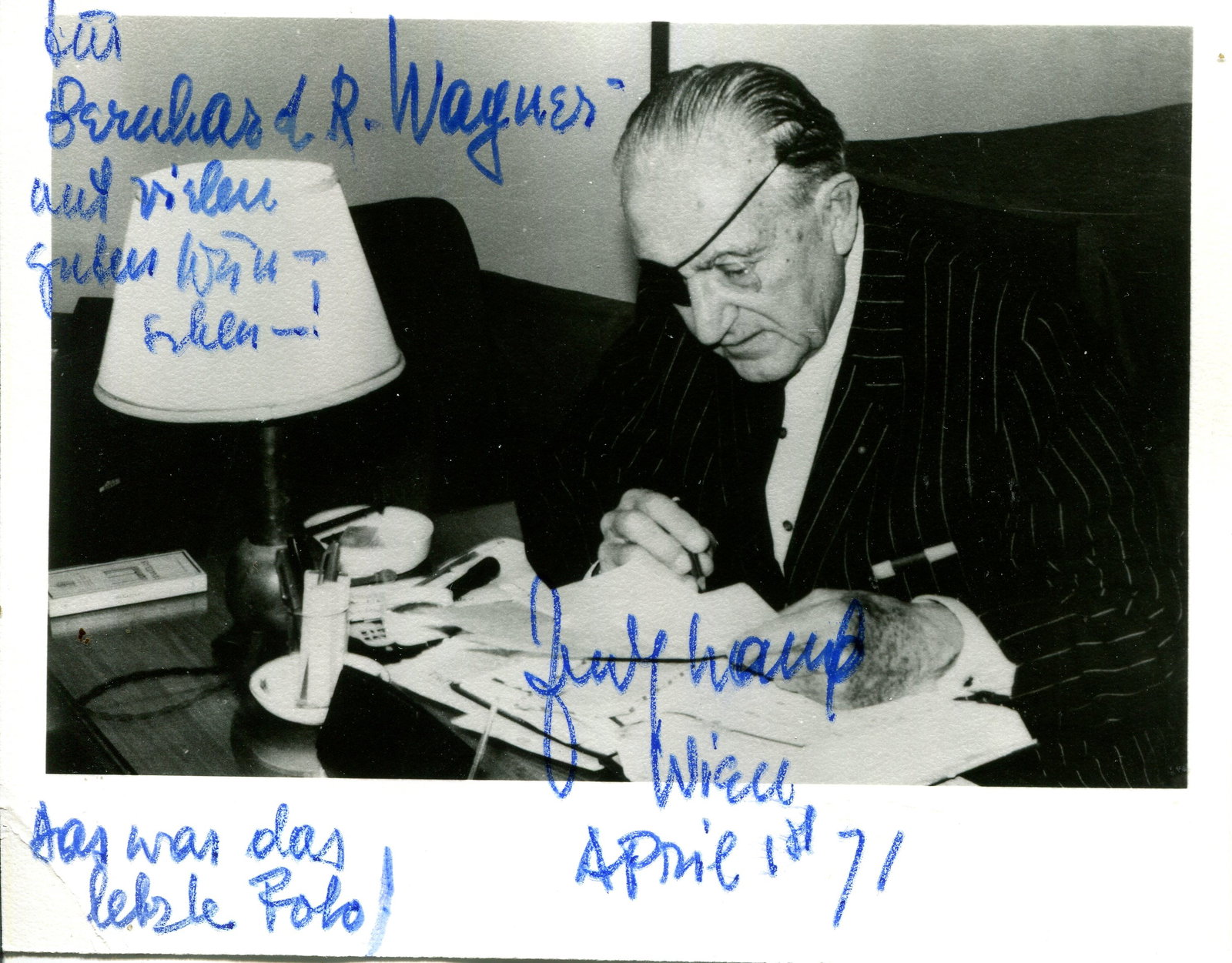 LANG FRITZ: (1890-1976): LANG FRITZ: (1890-1976) Austro-Hungarian born film director whose works include the ground-breaking futuristic Metropolis (1927) and the influential film noir precursor M (1931). Signed and inscribed