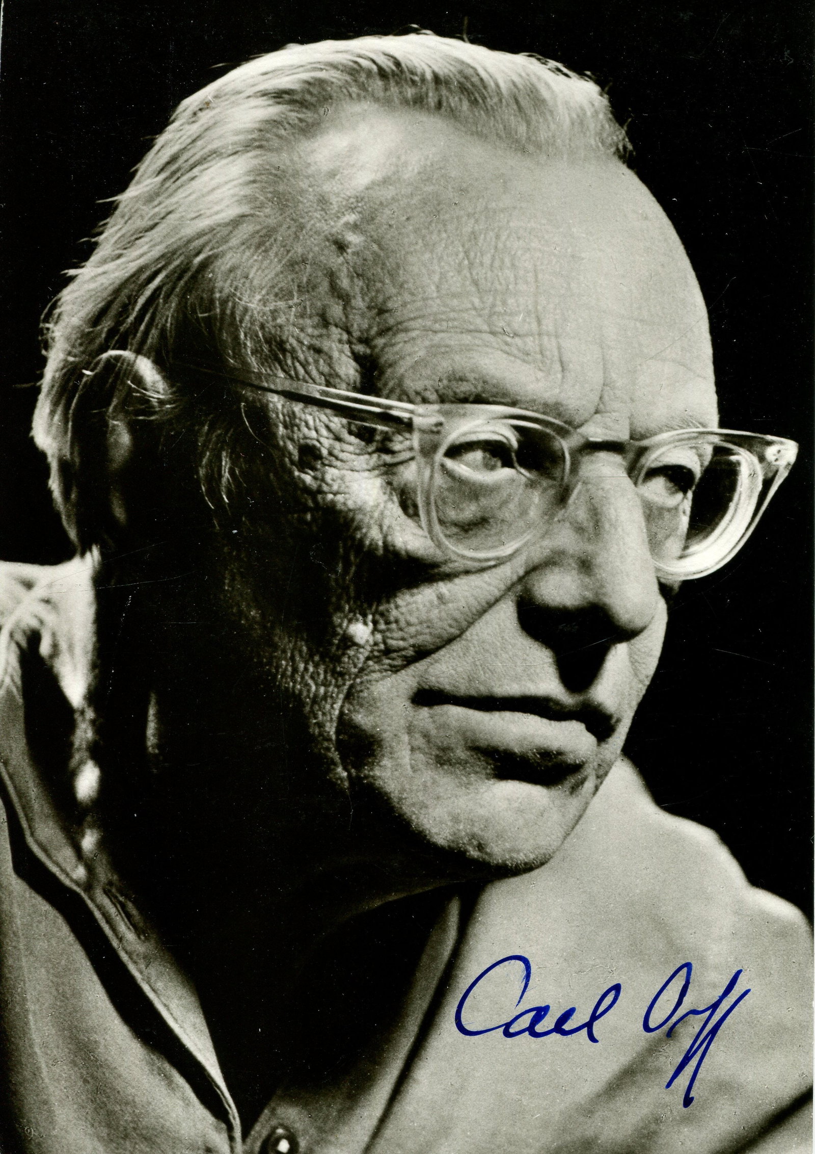 ORFF CARL: (1895-1982): ORFF CARL: (1895-1982) German composer. Signed 4 x 6 photograph by Orff, the image showing the German composer in a head and shoulders pose. Signed in bold dark blue ink with his name alone to the low