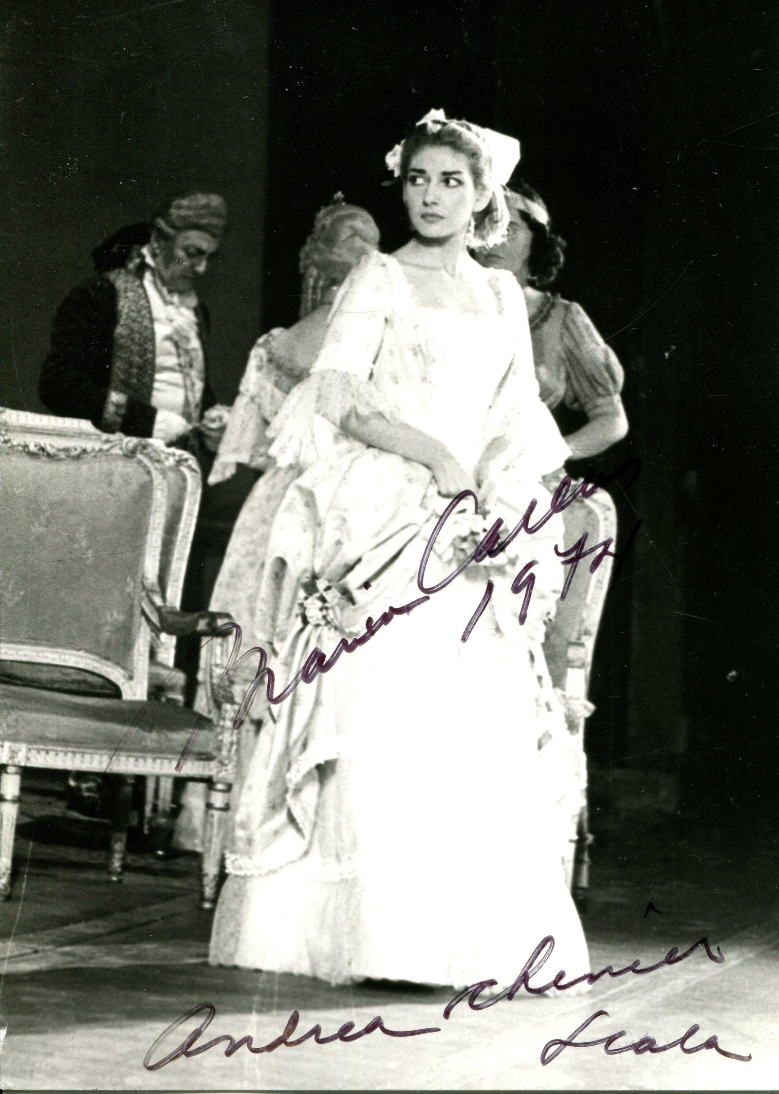 CALLAS MARIA: (1923-1977): CALLAS MARIA: (1923-1977) American-born Greek Soprano. One of the greatest opera singers of all time. An excellent and unusual vintage signed 4 x 6 photograph by Callas, the Piccagliani image from