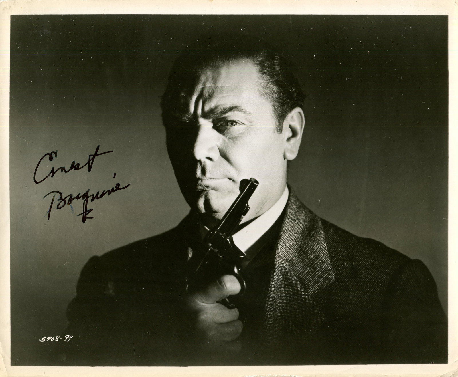 BORGNINE ERNEST: (1917-2012): BORGNINE ERNEST: (1917-2012) American actor, Academy Award winner for Best Actor in 1955 for his role as Marty Piletti in Marty. A good signed 10 x 8 photograph, the atmospherically lit image depictin