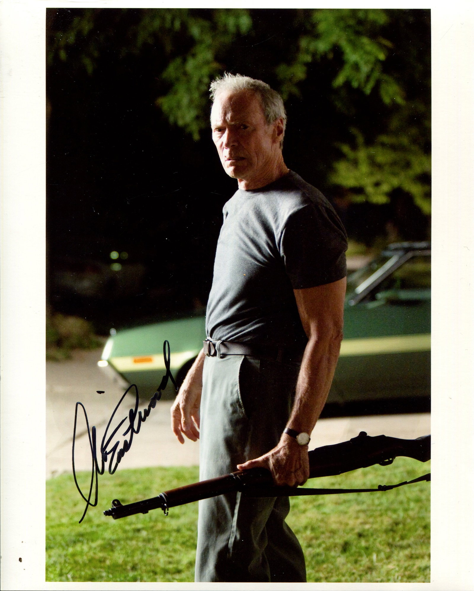 EASTWOOD CLINT: (1930- ): EASTWOOD CLINT: (1930- ) American Actor and film Director, Academy Award winner. Signed colour 8 x 10 photograph by Eastwood, the image depicting him standing in a three-quarter length pose in costume