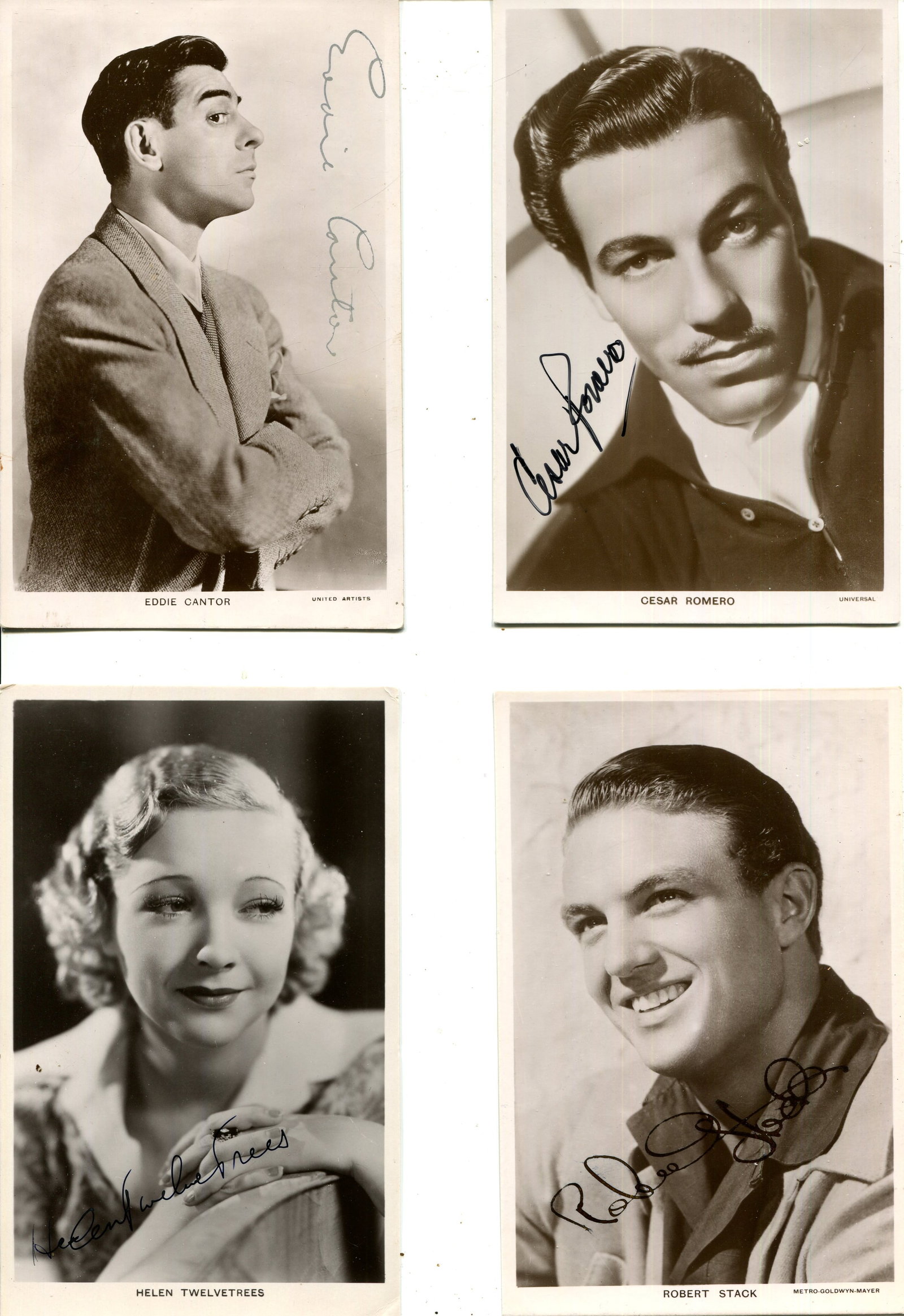 PICTUREGOERS: (x18): PICTUREGOERS: Selection of signed postcard photographs by various film actors and actresses, each of the postcards issued by Picturegoer, comprising Cesar Romero, Helen Twelvetrees, Robert Stack,