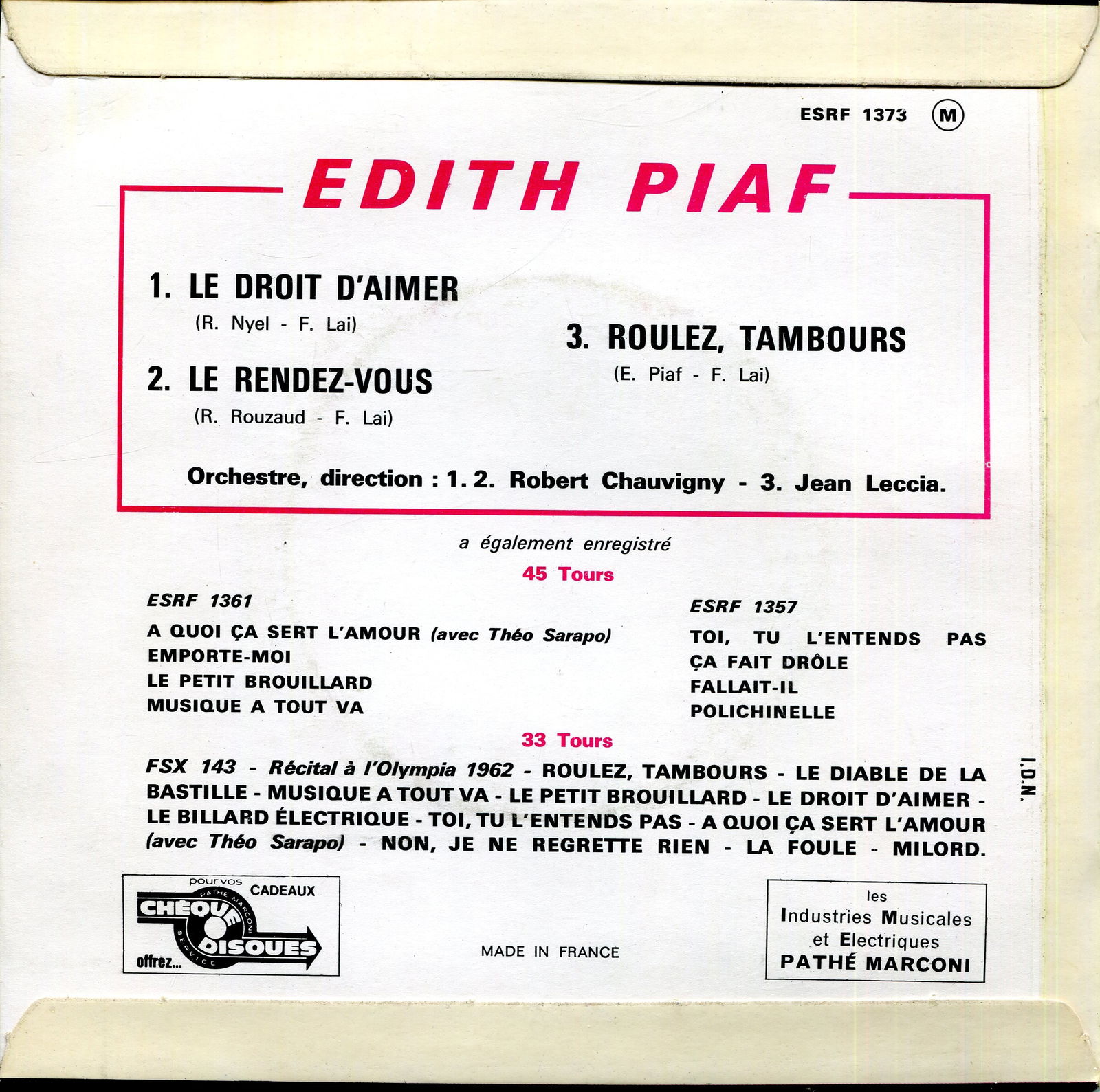 PIAF EDITH: (1915-1963) - 2