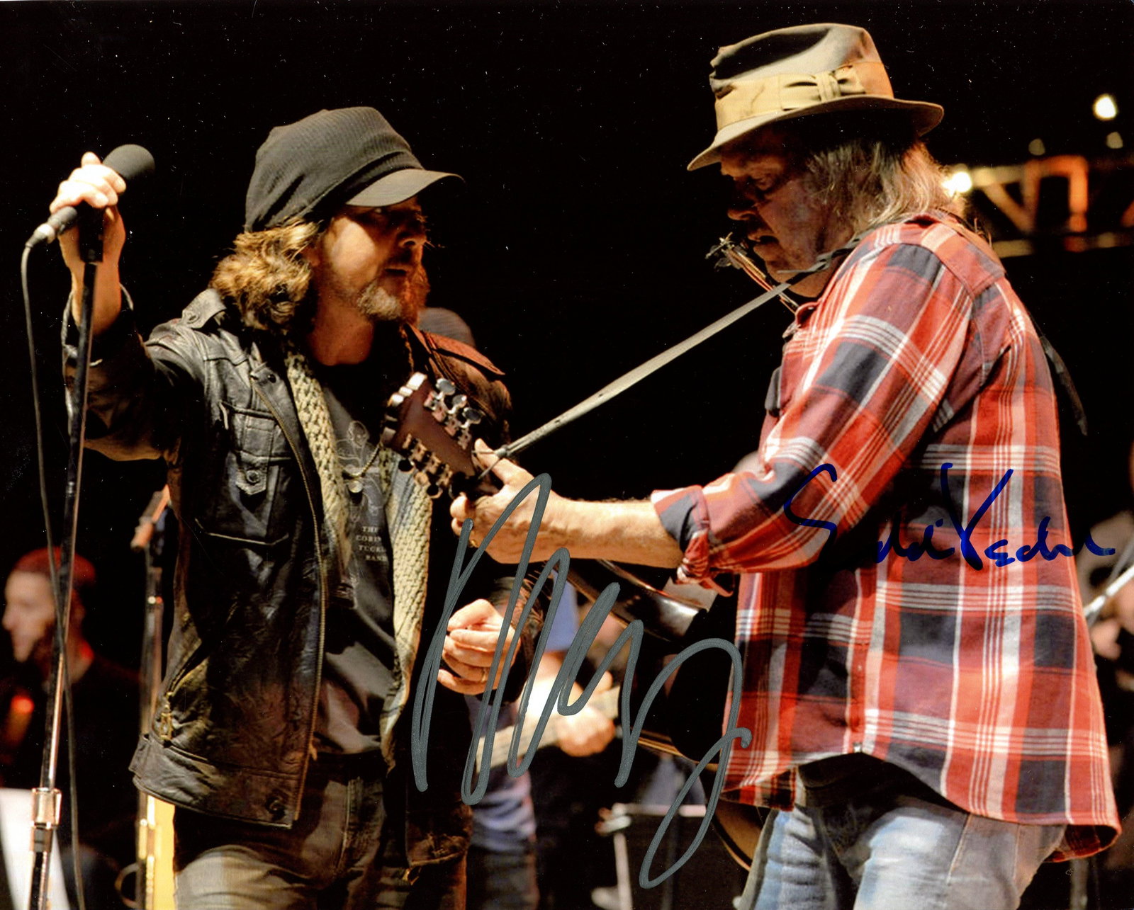 YOUNG NEIL & VEDDER EDDIE:: YOUNG NEIL & VEDDER EDDIE: Neil Young (1945- ) Canadian-American Singer and Songwriter, & Eddie Vedder (1964- ) American singer, musician, and songwriter. Nicknamed the ''Godfather of