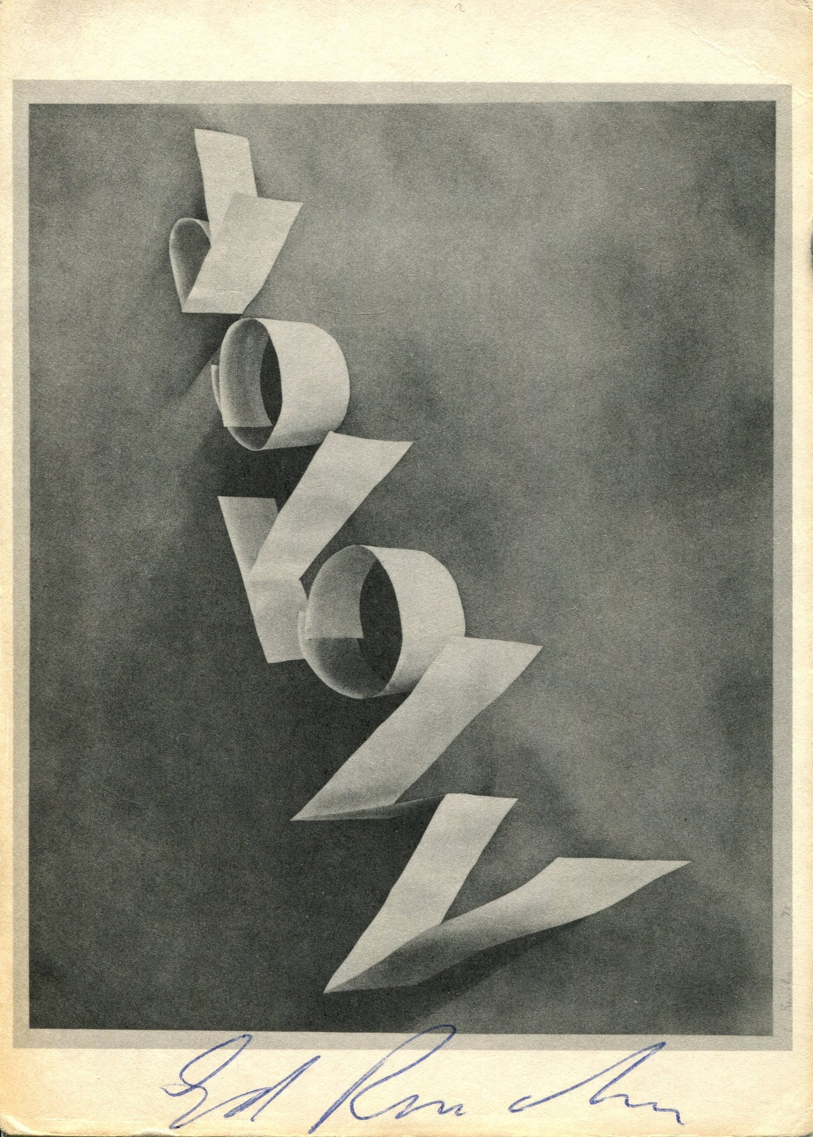 RUSCHA EDWARD: (1937- ): RUSCHA EDWARD: (1937- ) American artist associated with the pop art movement. A good and unusual signed 4 x 6 art-photograph, the image showing his renowned gunpowder on paper work Motor (1970), held