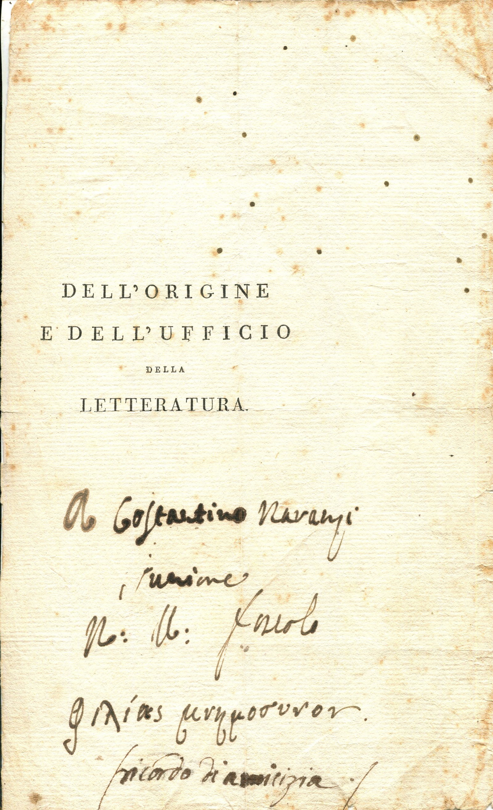 FOSCOLO UGO: (1778-1827) (1 of 1)