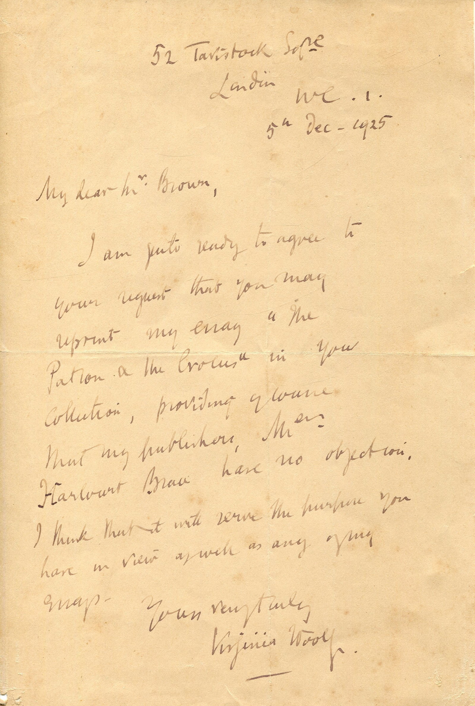 WOOLF VIRGINIA: (1882-1941) (1 of 1)