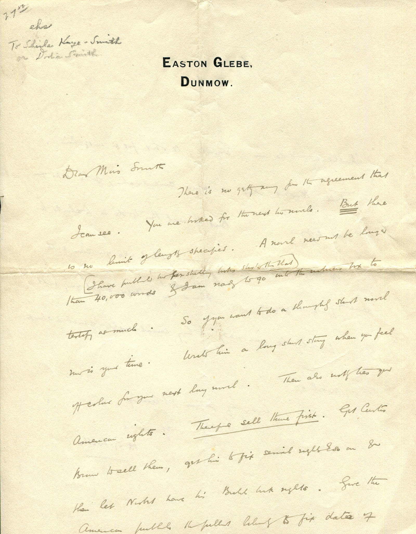 WELLS H.G.: (1866-1946): WELLS H.G.: (1866-1946) English writer, remembered for his science fiction novels. A.L.S., H. G. Wells, two pages, small 4to, Easton Glebe, Dunmow, n.d., to Miss. Smith. Wells declares ´There is no