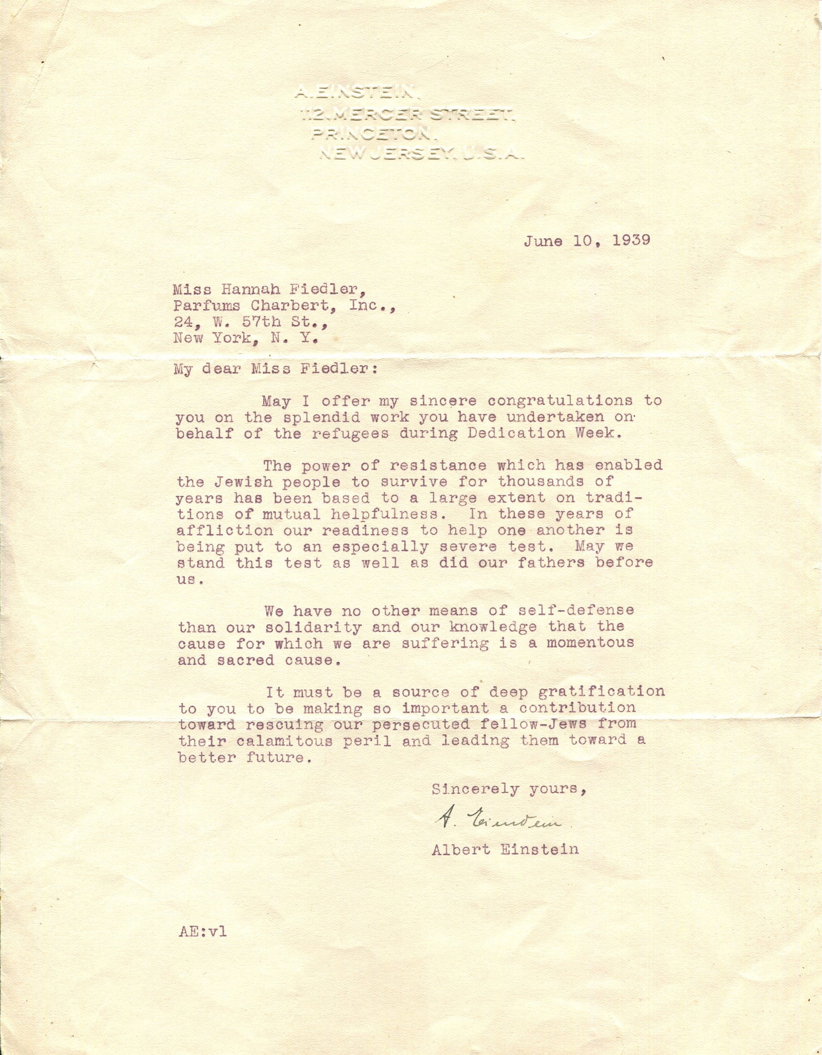 EINSTEIN ALBERT: (1879-1955) ´ We have no other means of self-defense than our solidarity and our (1 of 1)