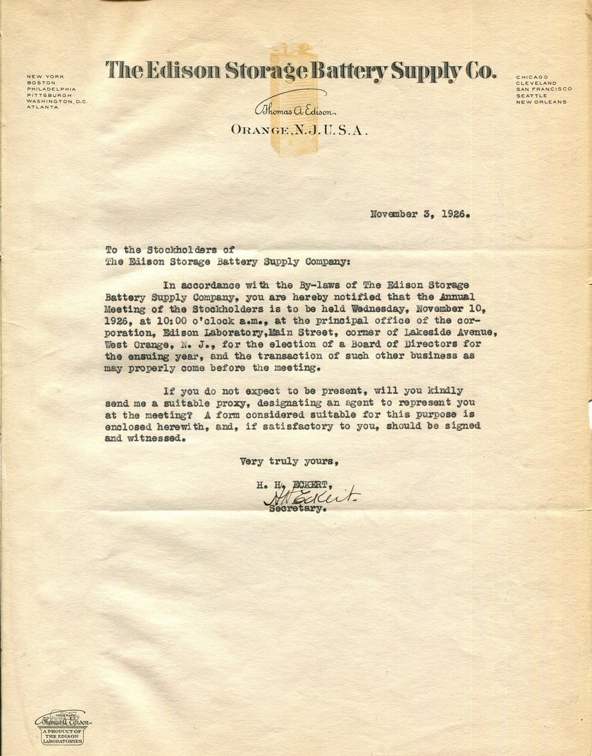 EDISON THOMAS: (1847-1931) - 2