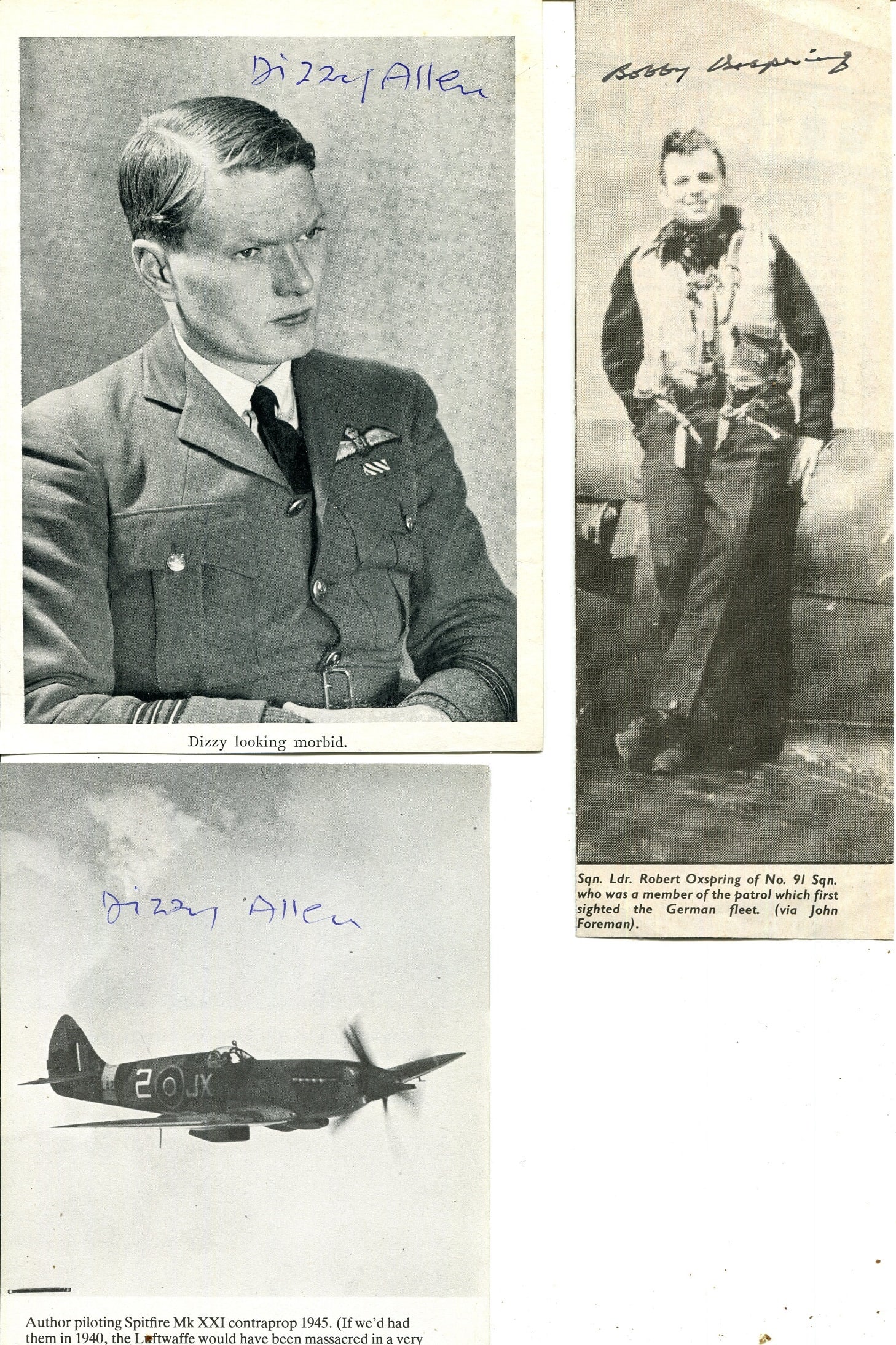 BATTLE OF BRITAIN: (x10): BATTLE OF BRITAIN: Hubert ´Dizzy´ Allen (1919-1987) British Wing Commander, a fighter pilot and flying ace who participated in the Battle of Britain, credited with 8 victories. Selection of seven si