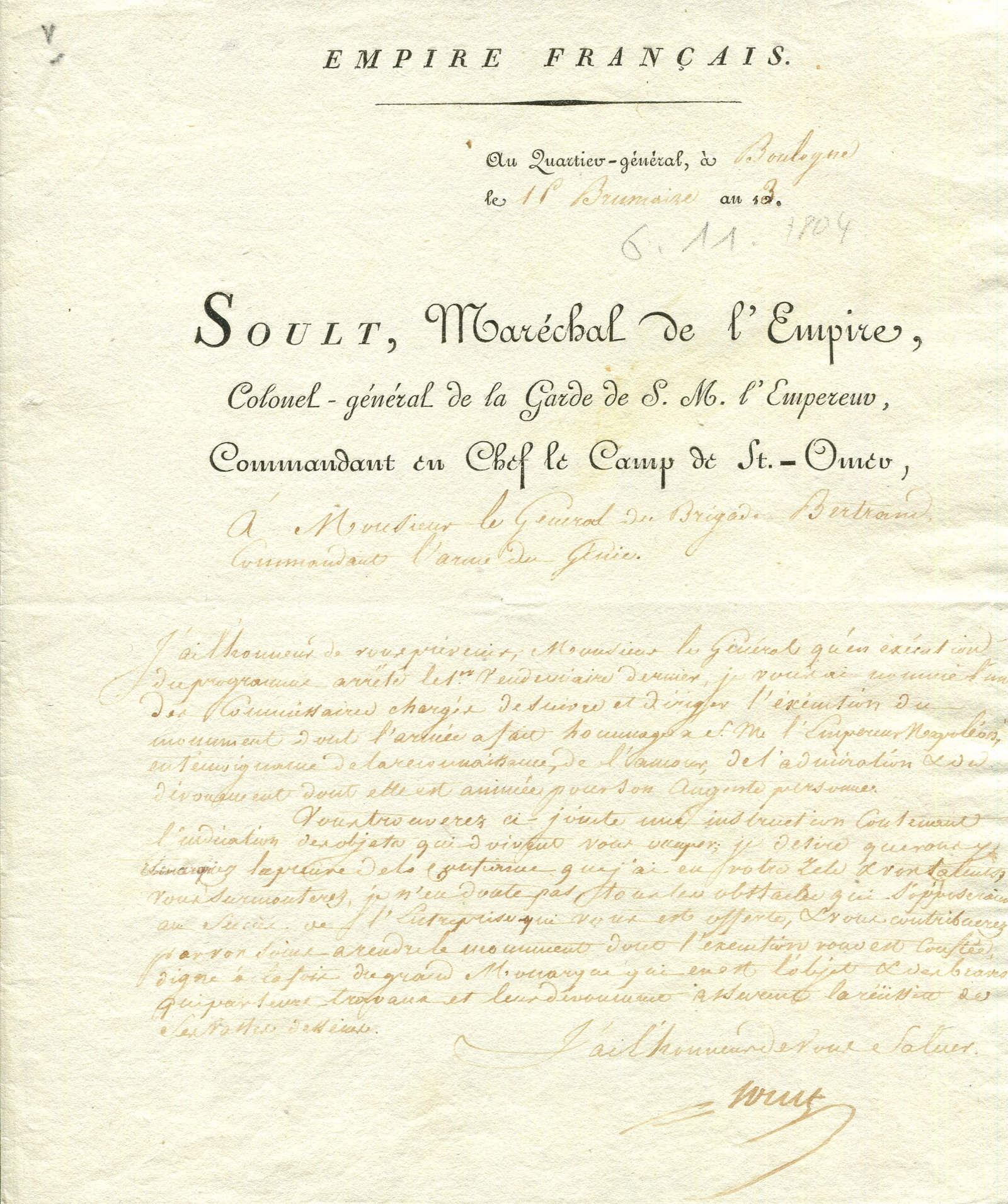 SOULT NICOLAS JEAN DE DIEU: (1769-1851): SOULT NICOLAS JEAN DE DIEU: (1769-1851) Marshal of France and Stateman, Duc de Dalmatie. One of the original eighteen Marshals of the Empire created by Napoleon. Prime Minister of France 1832-34, 39-4