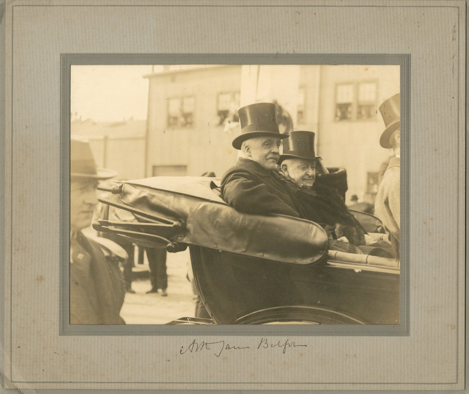 BALFOUR ARTHUR JAMES: (1848-1930): BALFOUR ARTHUR JAMES: (1848-1930) British Prime Minister 1902-05. An unusual, large vintage signed sepia 13.5 x 11.5 photograph, the image depicting Balfour seated in a half-length pose, wearing an