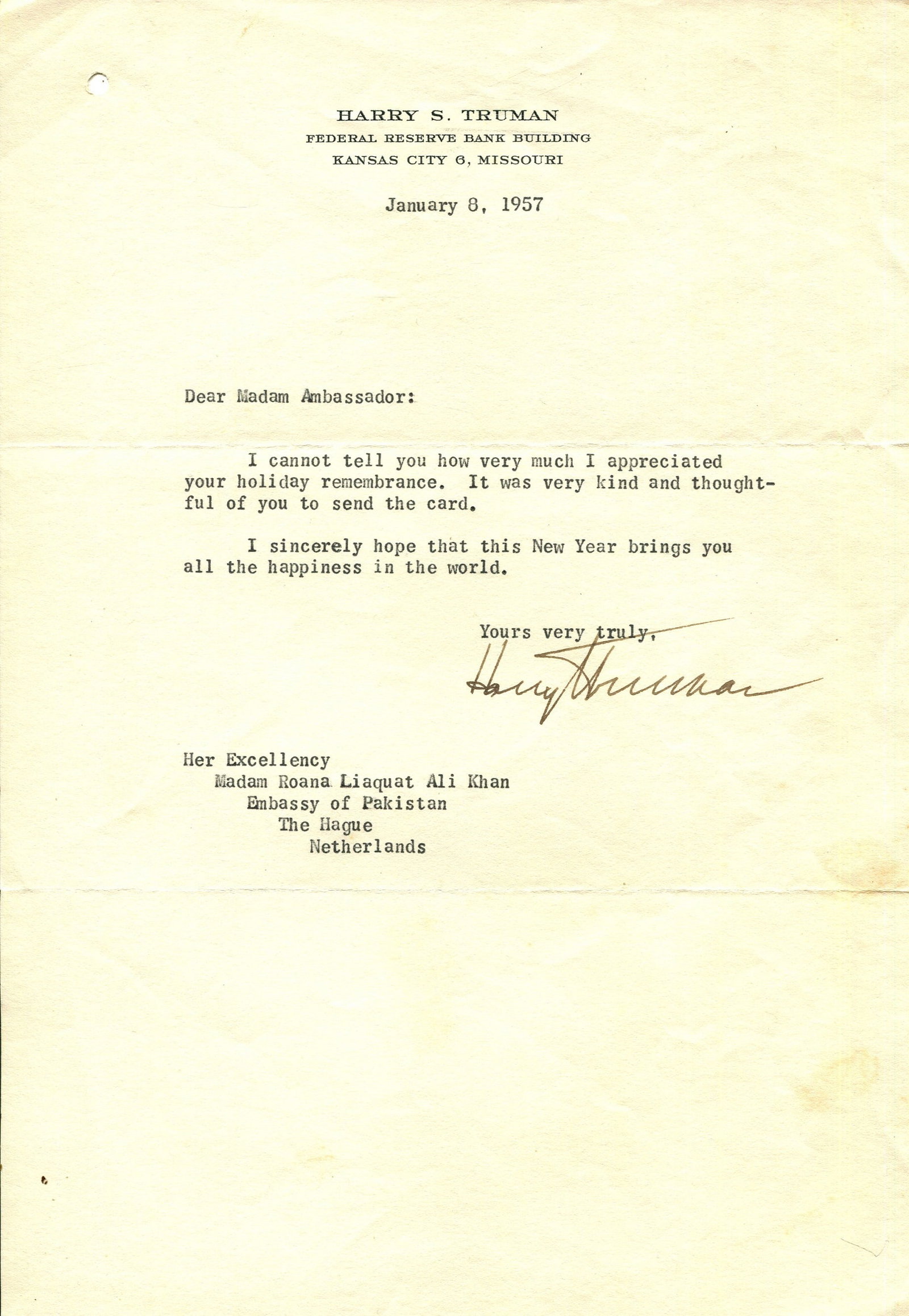 TRUMAN HARRY S.: (1884-1972) (1 of 1)