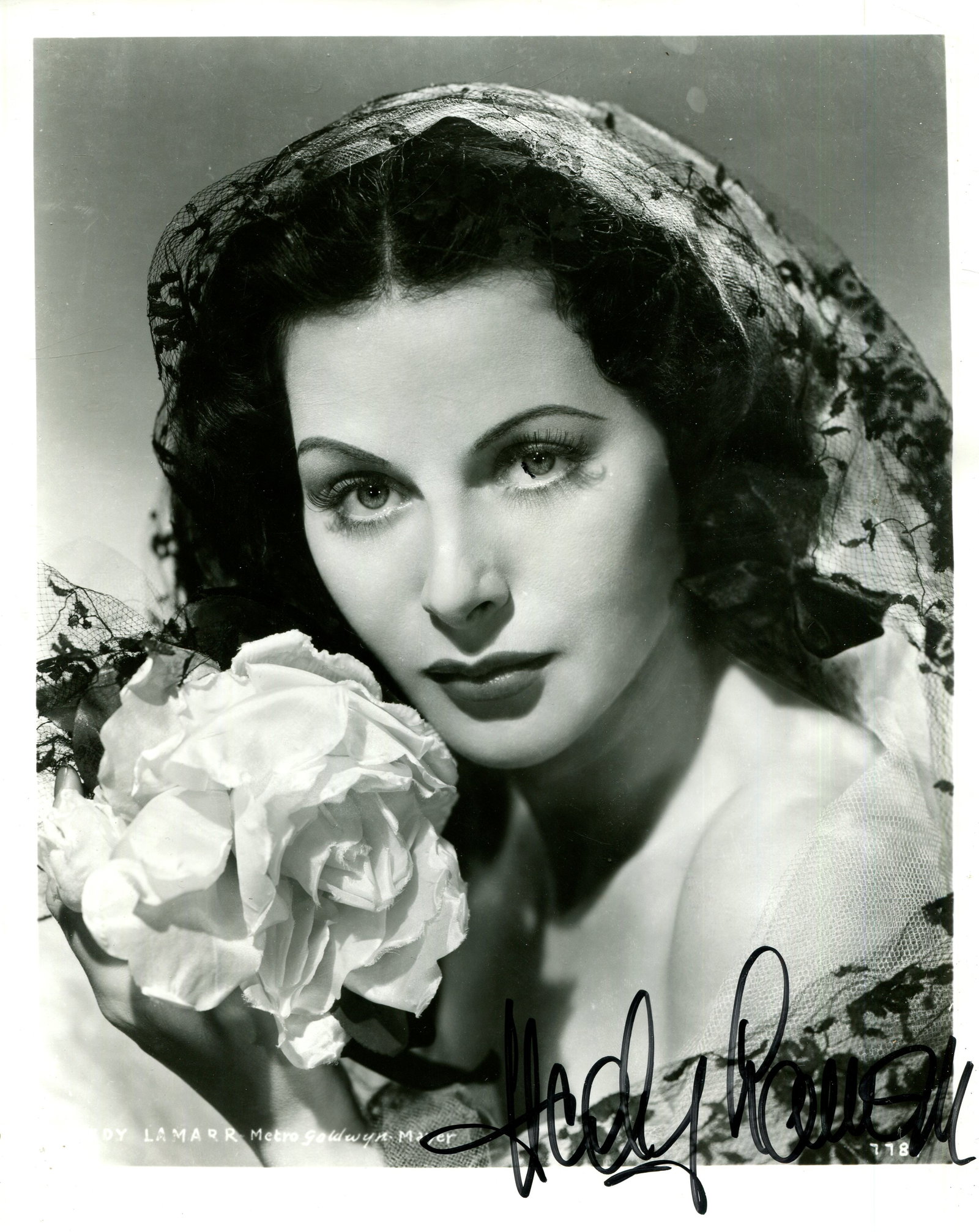 LAMARR HEDY: (1914-2000): LAMARR HEDY: (1914-2000) Austro-Hungarian-born American actress. Signed 8 x 10 photograph of the actress in a glamorous head and shoulders pose. Signed in black ink with her name alone to the base of