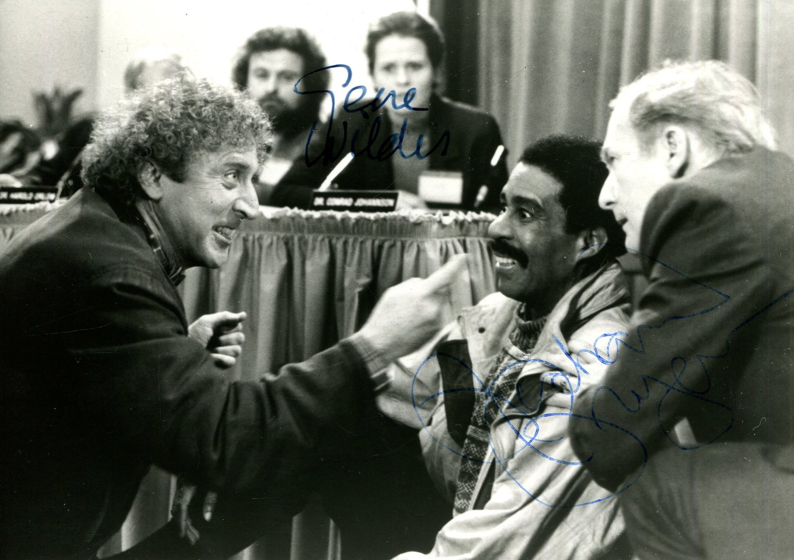 WILDER & PRYOR:: WILDER & PRYOR: Signed 7 x 5 photograph by Gene Wilder (1933-2016) American comedy Actor, and Richard Pryor (1940-2005) American comedy Actor. The image depicting Wilder and Pryor in half-length