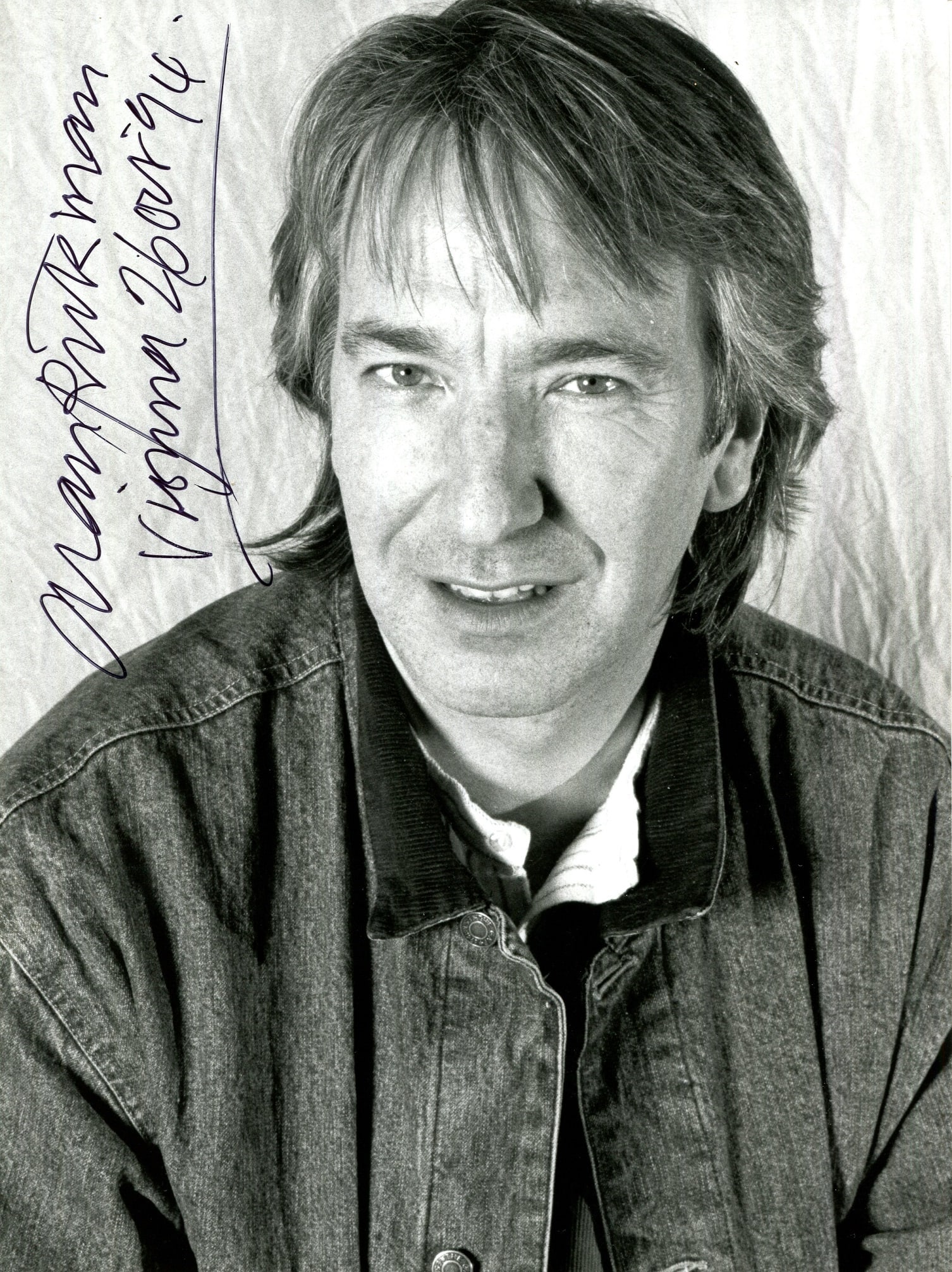 RICKMAN ALAN: (1946-2016): RICKMAN ALAN: (1946-2016) English actor. Signed 7 x 9.5 photograph of Rickman in a head and shoulders pose. Signed in black ink to a lighter area of the background and dated at Vienna, 26th October