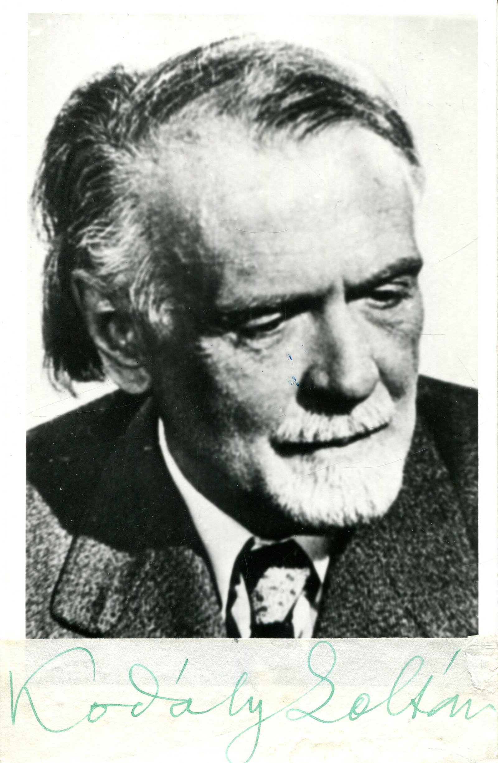 KODALY ZOLTAN: (1882-1967): KODALY ZOLTAN: (1882-1967) Hungarian Composer and Pedagogue. Creator of the Kodaly method of musical education. Signed and inscribed 3.5 x 5.5 photograph, `Kodaly Zoltan´, the image showing