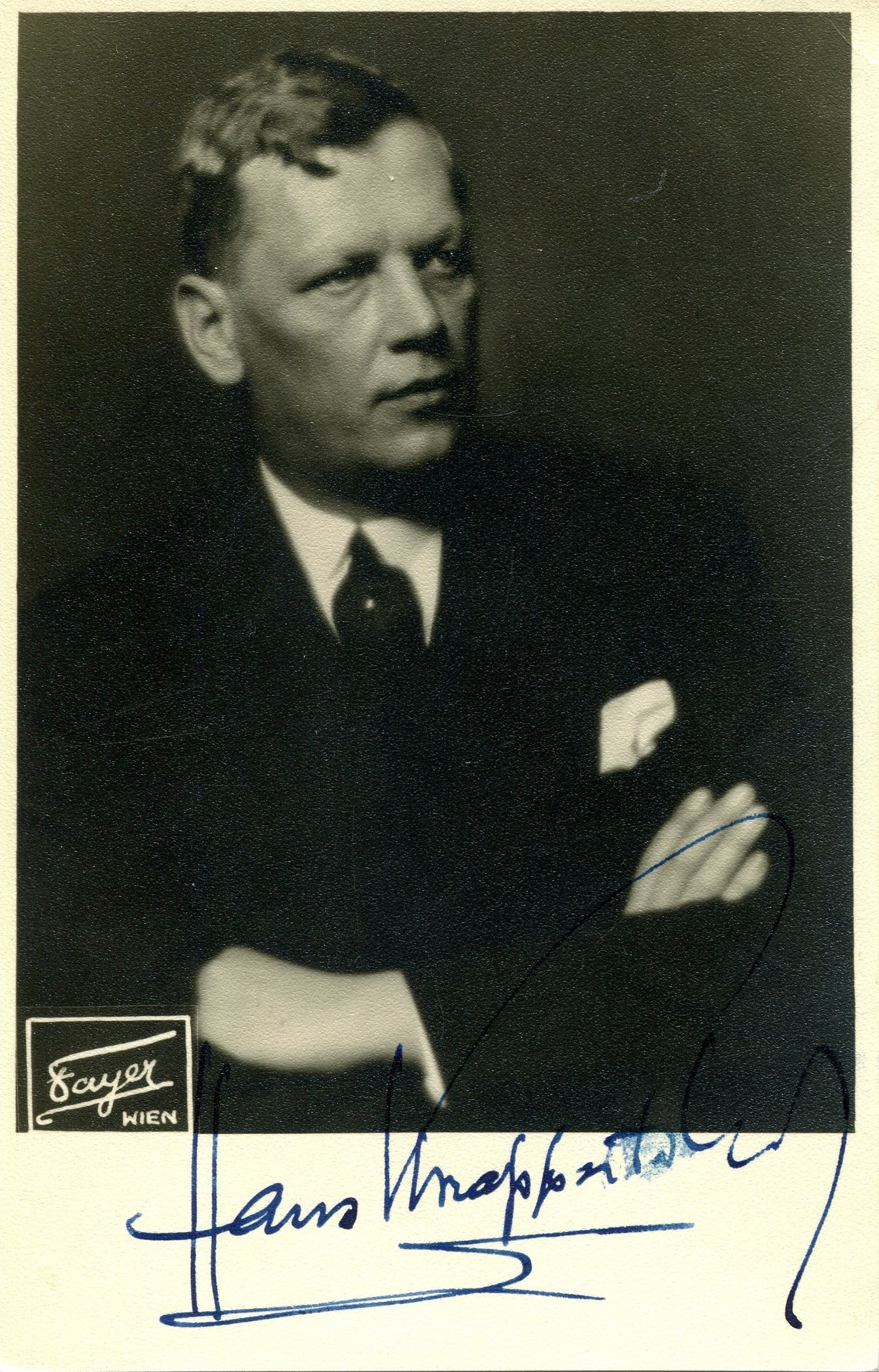 KNAPPERTSBUSCH HANS: (1888-1965): KNAPPERTSBUSCH HANS: (1888-1965) German Conductor. Best known for his performances of Wagner´s music. Vintage signed postcard photograph by Knappertsbusch, the attractive Fayer image from Vienna