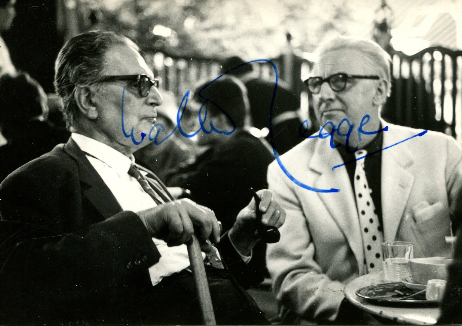 KLEMPERER OTTO: (1885-1973): KLEMPERER OTTO: (1885-1973) German conductor and composer. A fine vintage signed 6 x 4 postcard photograph, the image showing Klemperer, seated in half-length pose, holding his cane with one hand and
