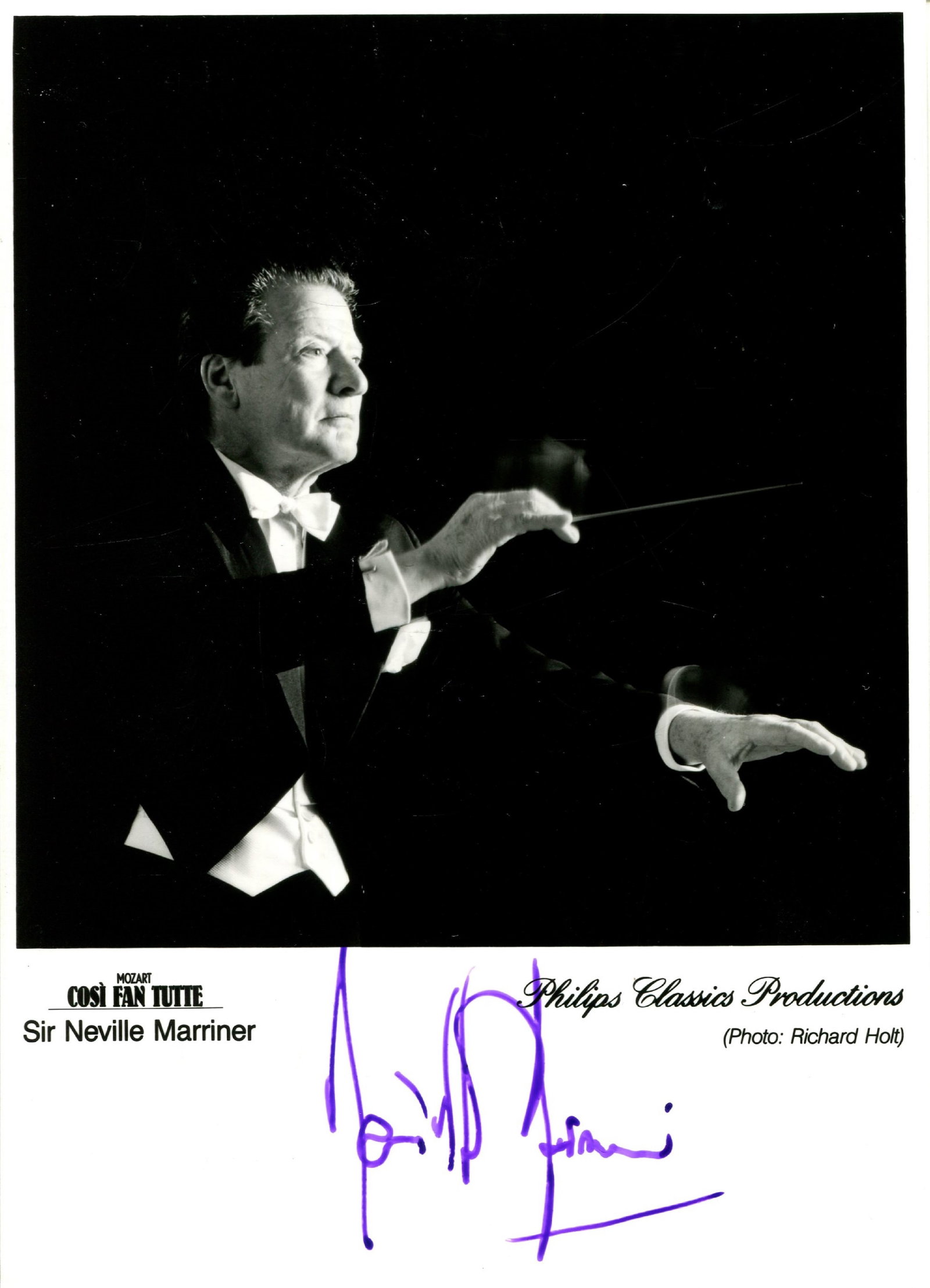 MARRINER NEVILLE SIR: (1924-2016): MARRINER NEVILLE SIR: (1924-2016) English conductor and violinist. Widely considered as "one of the world's greatest conductors". A very fine signed 5 x 7 photograph, the Richard Hold image of the