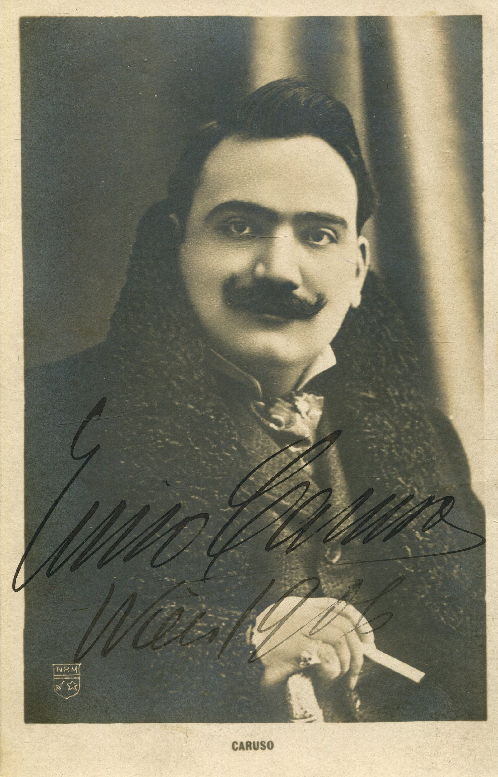 CARUSO ENRICO: (1873-1921): CARUSO ENRICO: (1873-1921) Italian Tenor. One of the greatest opera tenors of all time, he is also widely recognized as the first international recording star. Very attractive signed postcard