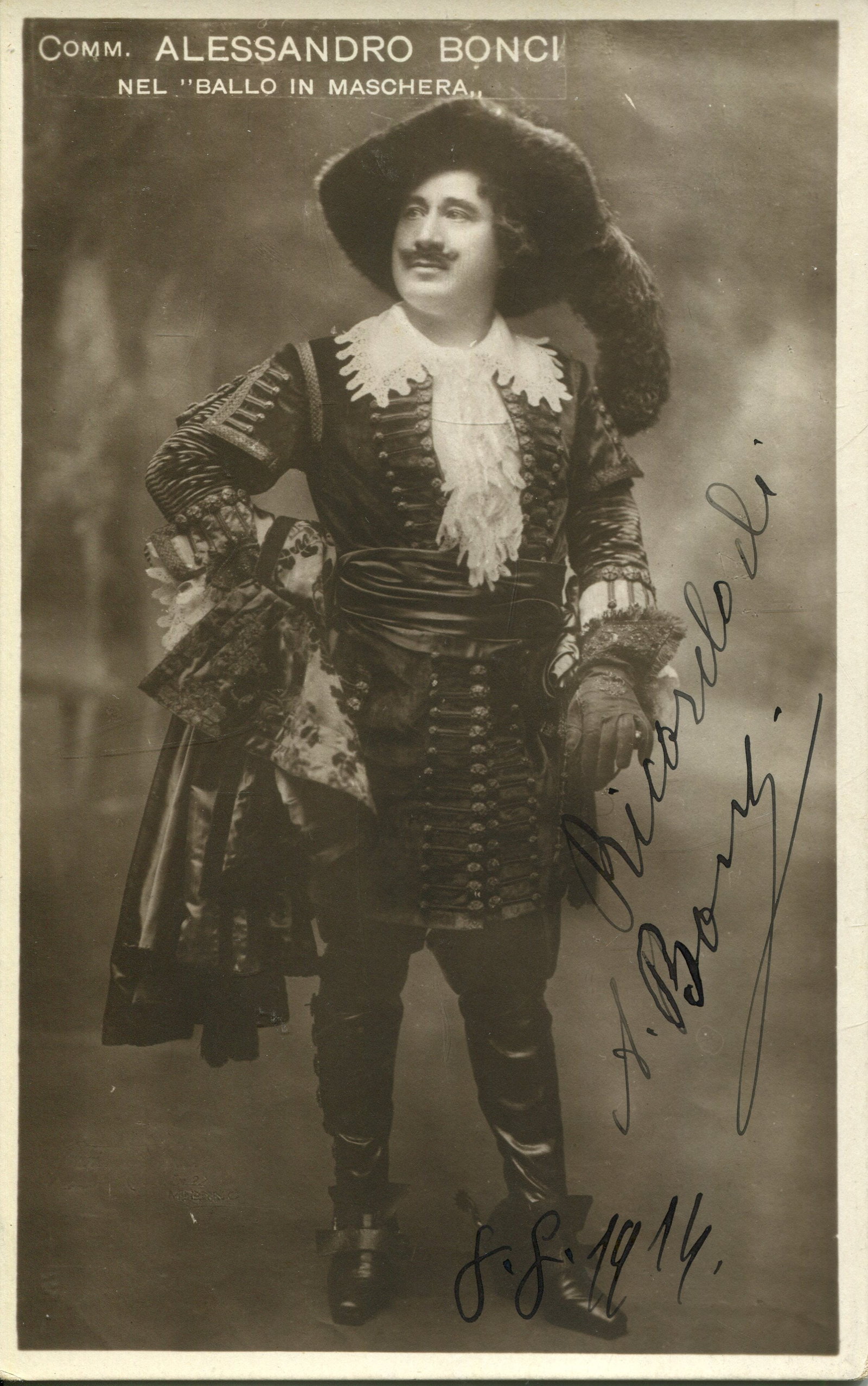 LEADING OPERA SINGERS:: LEADING OPERA SINGERS: A good selection of three signed 3.5 x 5.5 photographs, one slightly larger, by various leading tenors of the 20th century, comprising Alessandro Bonci (1870 -1940) Italian