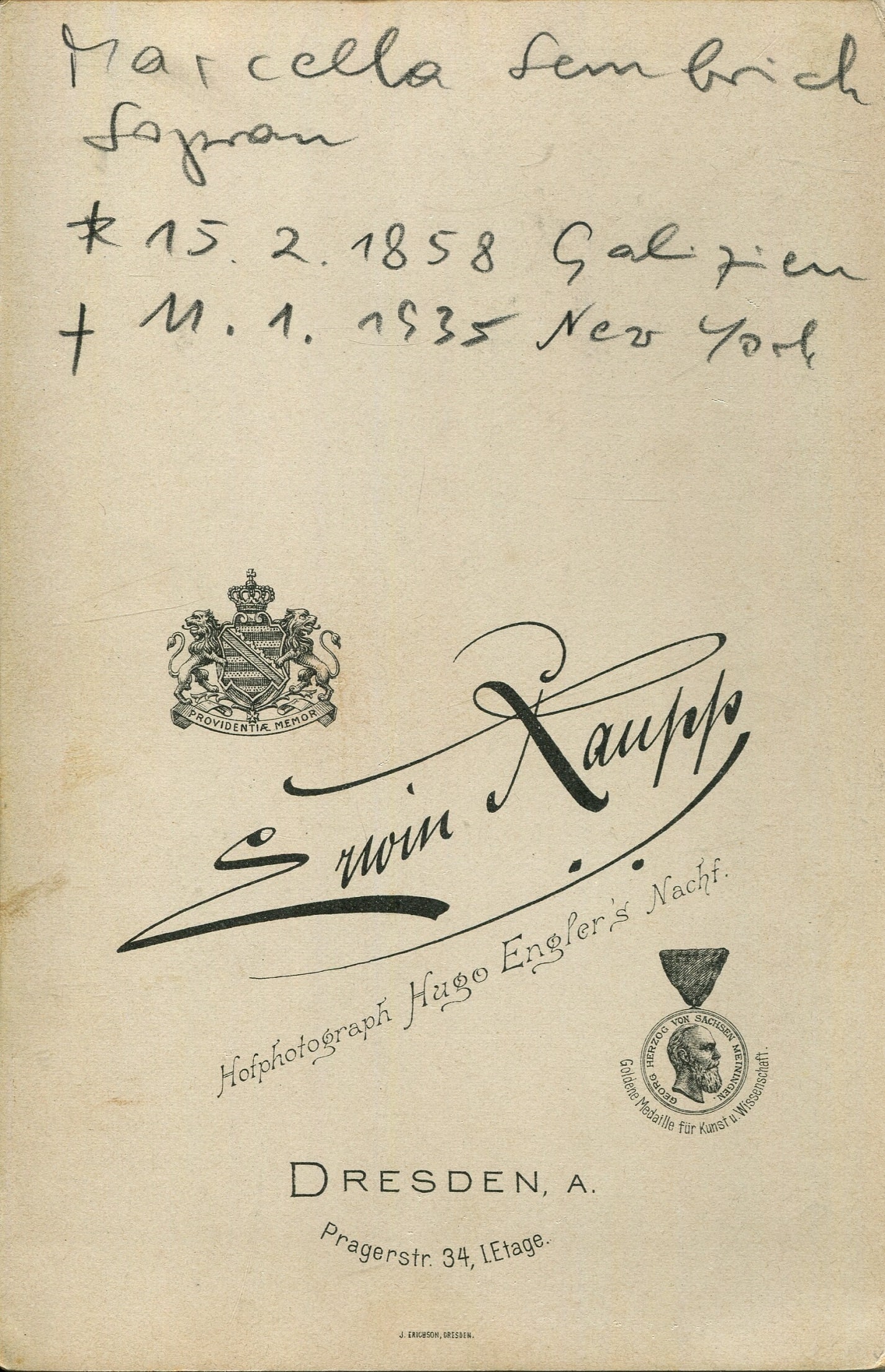 SEMBRICH MARCELLA: (1858-1935) - 2