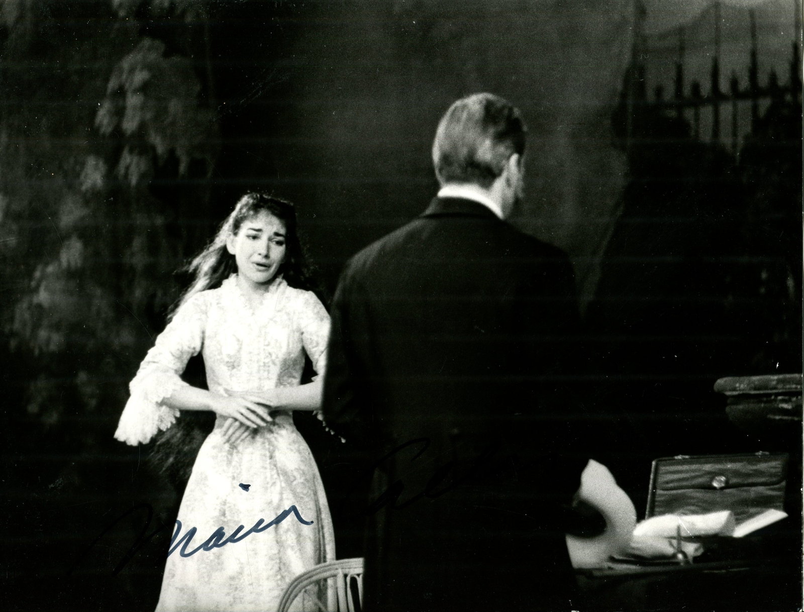 CALLAS MARIA: (1923-1977): CALLAS MARIA: (1923-1977) American-born Greek Soprano. One of the greatest opera singers of all time. An excellent signed 9.5 x 7.5 photograph by Callas, the poignant Piccagliani very attractive