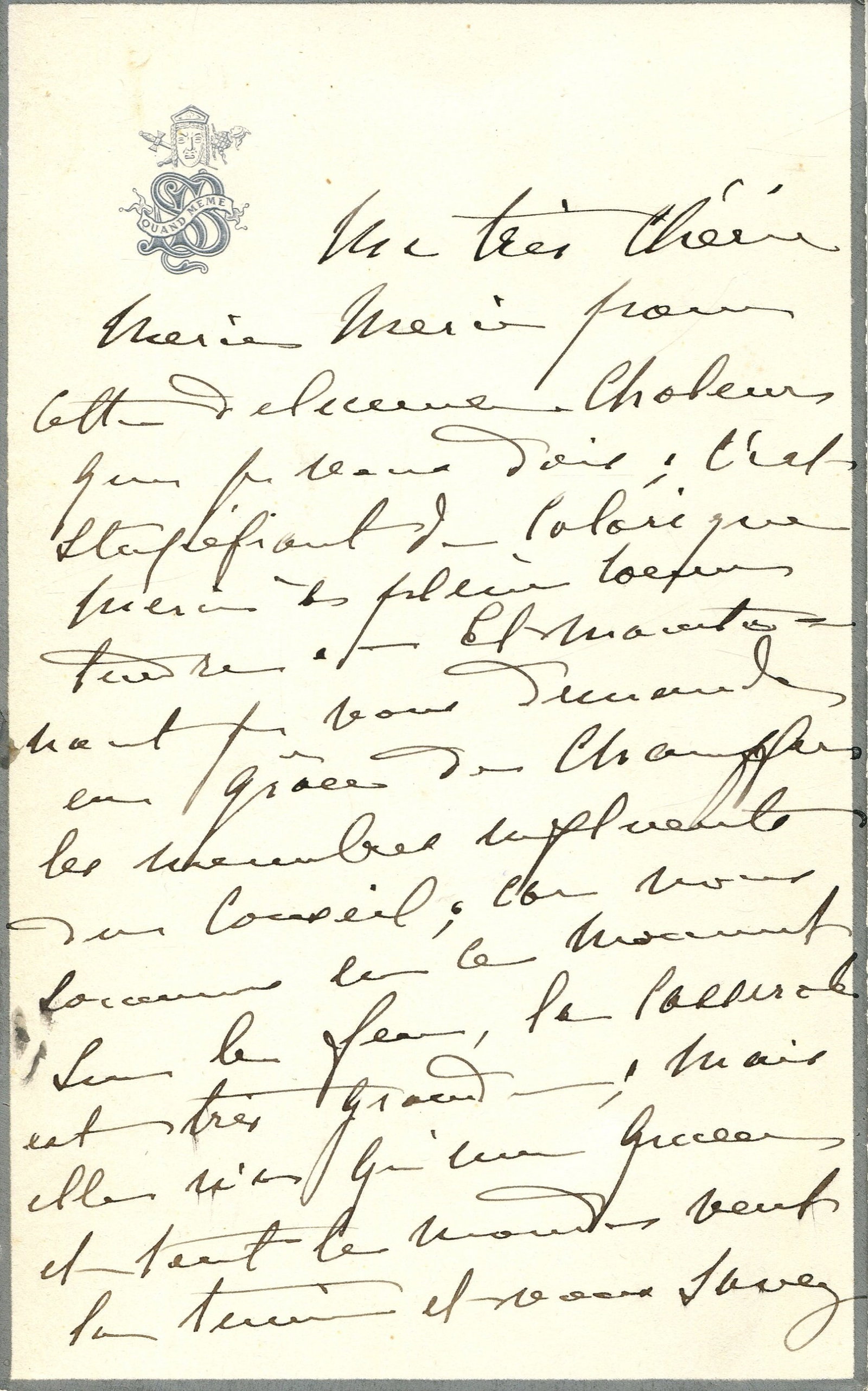 BERNHARDT SARAH: (1844-1923): BERNHARDT SARAH: (1844-1923) French stage actress. A.L.S., Sarah Bernhardt, three pages, 8vo, n.p., n.d., to ´Ma très chérie´, on Bernhardt´s attractive monogrammed stationery