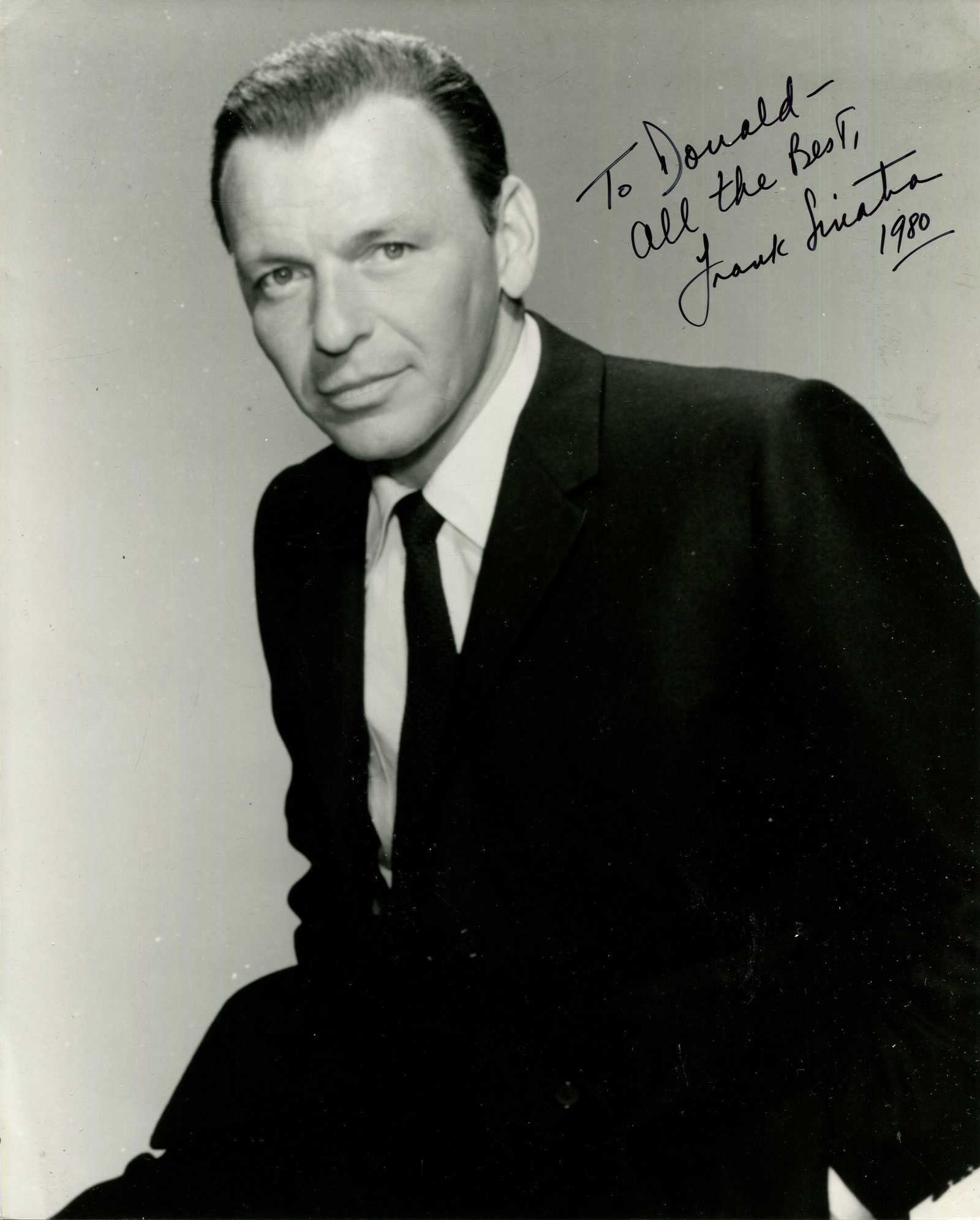 SINATRA FRANK: (1915-1998): SINATRA FRANK: (1915-1998) American singer and actor, Academy Award winner for Best Supporting Actor in 1953 for his role as Private Angelo Maggio in From Here to Eternity. Signed and inscribed 8 x