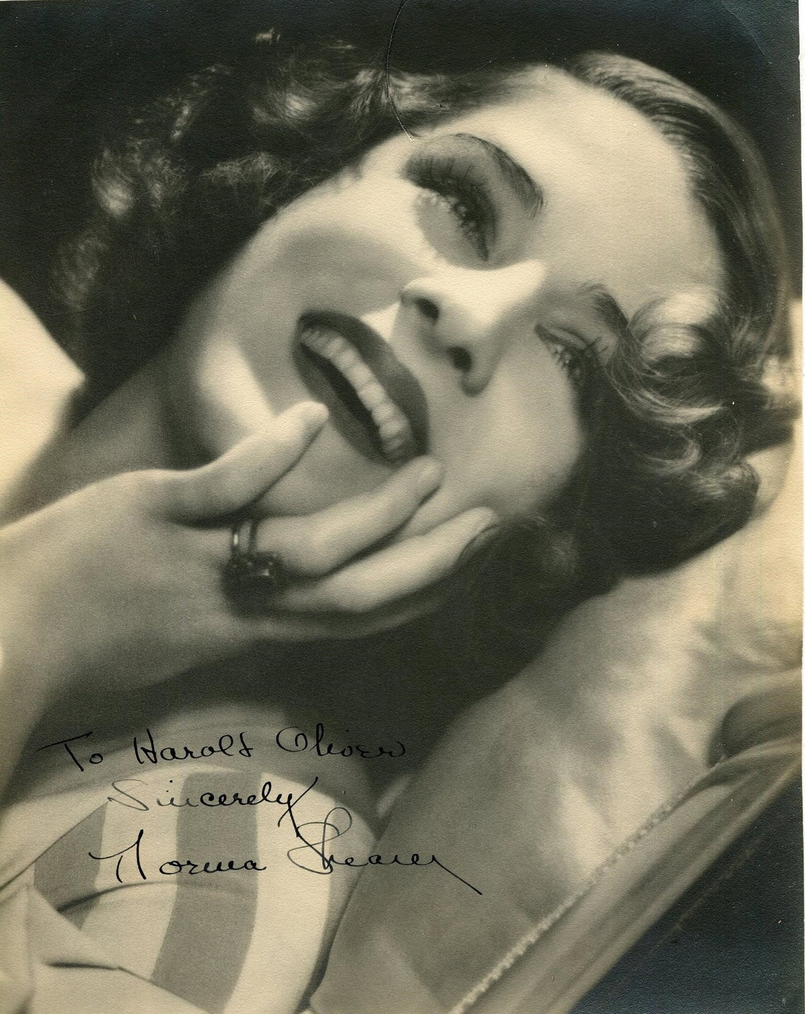 SHEARER NORMA: (1902-1983): SHEARER NORMA: (1902-1983) Canadian-born American actress, Academy Award winner for Best Actress in 1929/30 for her role as Jerry Bernard Martin in The Divorcee. Vintage signed and inscribed 7.5 x 9.5
