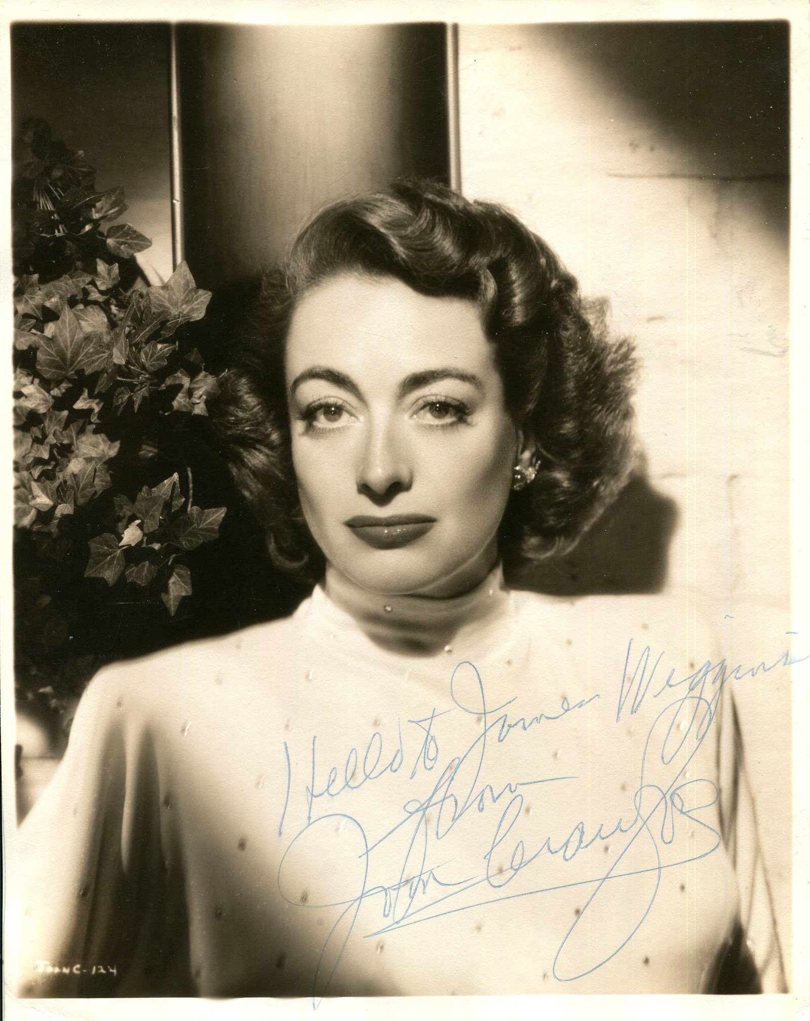 CRAWFORD JOAN: (1905-1977): CRAWFORD JOAN: (1905-1977) American actress, Academy Award winner for Best Actress in 1945 for her role as Mildred Pierce Beragon in Mildred Pierce. Vintage signed and inscribed sepia 8 x 10