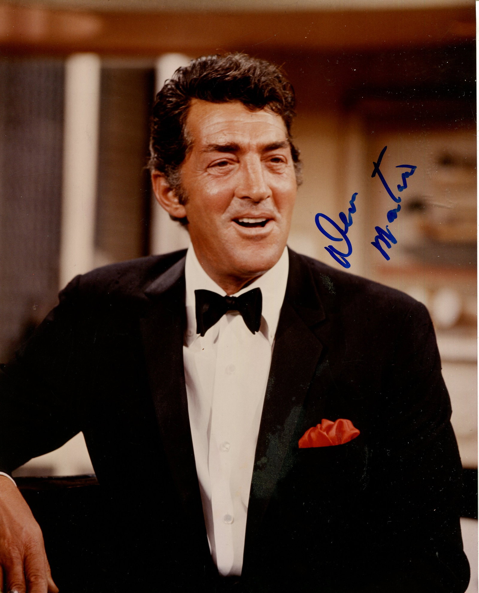 MARTIN DEAN: (1917-1995): MARTIN DEAN: (1917-1995) American singer, actor and comedian, a member of the ´Rat Pack´. Signed colour 8 x 10 photograph of Martin in a half-length pose. Signed in bold blue ink with his