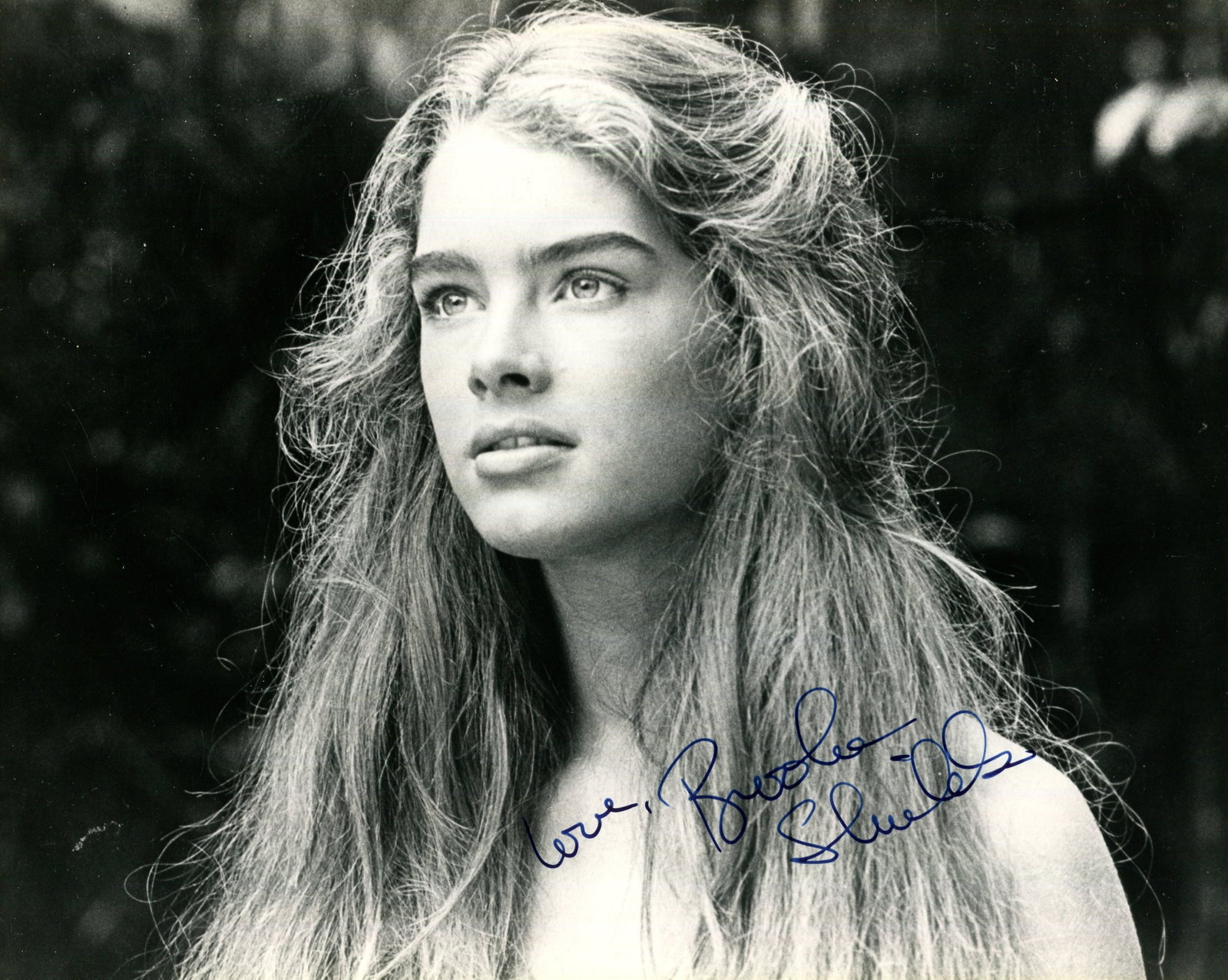 SHIELDS BROOKE: (1965- ): SHIELDS BROOKE: (1965- ) American actress and model. Signed 10 x 8 photograph of Shields in a head and shoulders pose as Emmeline Lestrange from the American drama film The Blue Lagoon (1980). Signed