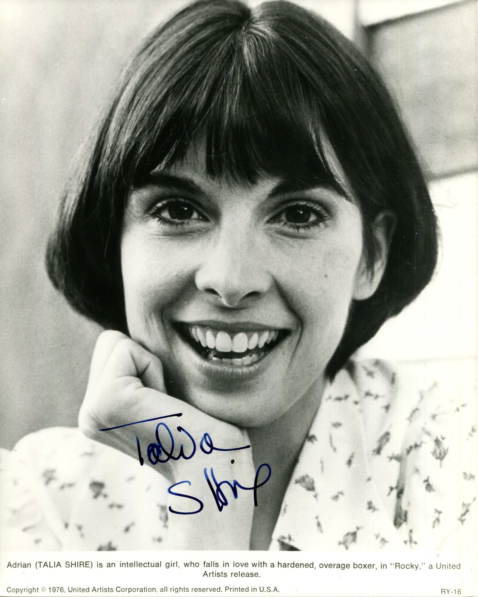 SHIRE TALIA: (1946- ): SHIRE TALIA: (1946- ) American Actress, an Academy Award nominee. Signed 8 x 10 photograph of Shire in a happy head and shoulders pose in costume from one of her most famous roles as Adriana