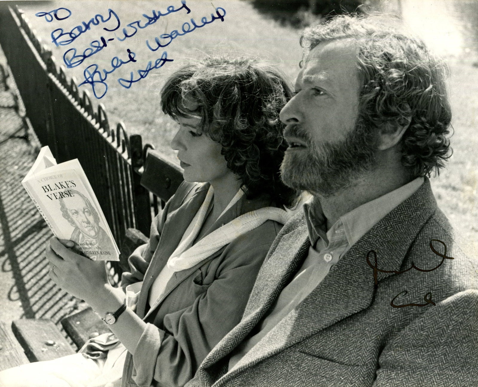EDUCATING RITA:: EDUCATING RITA: Signed and inscribed 10 x 8 photograph by both Michael Caine (Dr Frank Bryant) and Julie Walters (Susan ´Rita´ White) individually, the image depicting the two actors in