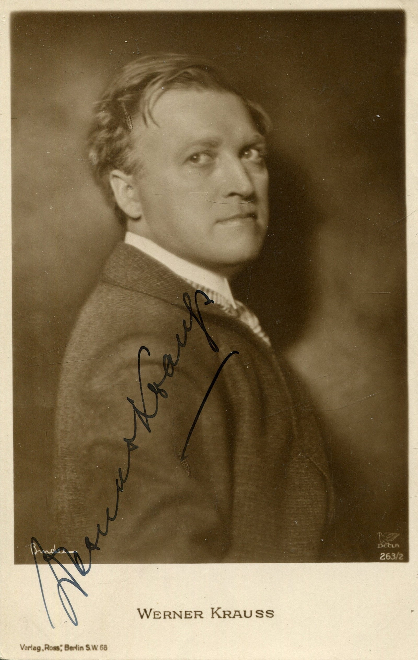 KRAUSS WERNER: (1884-1959): KRAUSS WERNER: (1884-1959) German stage and film actor. A main figure of the German stage of the early 20th century. His collaboration with the Nazis made him a controversial figure. A good vintage