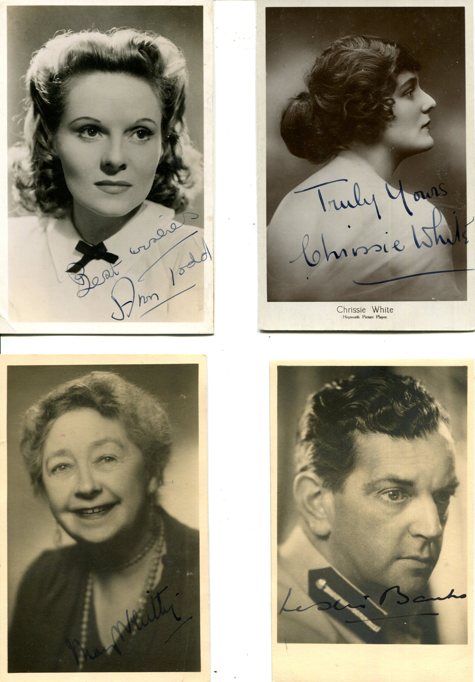 ENTERTAINMENT: (x50): ENTERTAINMENT: Selection of vintage signed postcard photographs by various stage and film actors and actresses, entertainers etc., including Ann Todd, Chrissie White, May Whitty, Leslie Banks, Ben