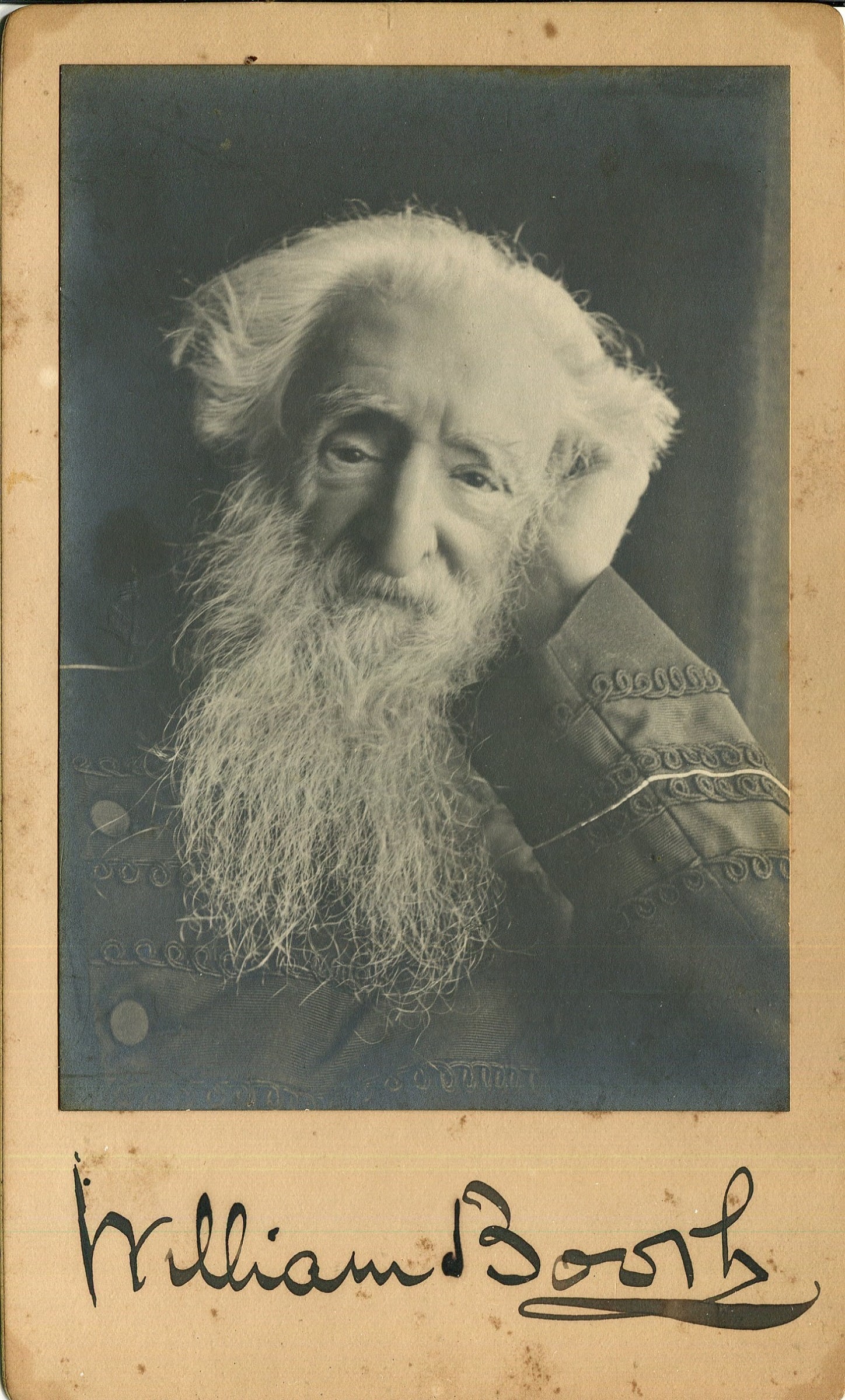 BOOTH WILLIAM: (1829-1912): BOOTH WILLIAM: (1829-1912) British Methodist preacher, founder and first General of The Salvation Army. A good vintage signed 5 x 8 photograph of Booth in a head and shoulders pose wearing his