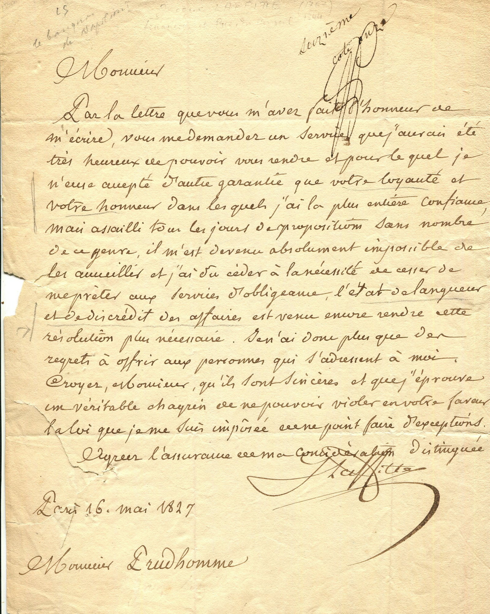 LAFFITTE JACQUES: (1767-1844): LAFFITTE JACQUES: (1767-1844) French banker and politician, a powerful figure who served as Governor of the Bank of France 1814-20 and was an important figure in the development of new banking